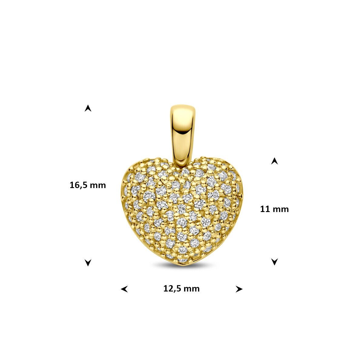 Ciondolo cuore in oro giallo 14k con diamante lab grown