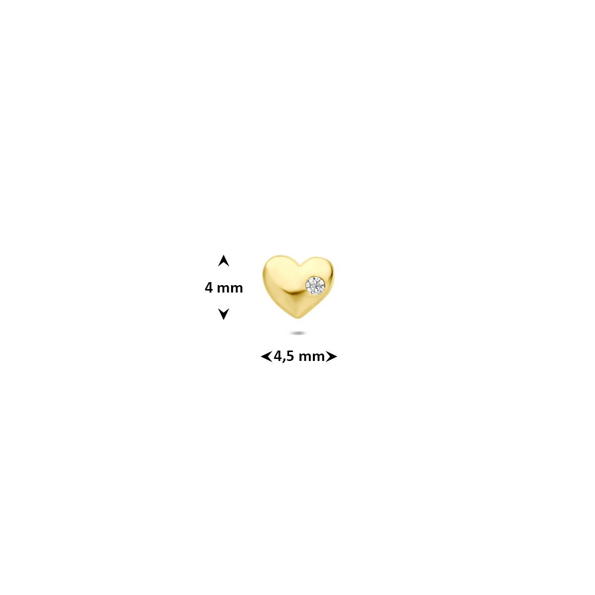Piercing in oro giallo 9k con cuoricino e zirconia