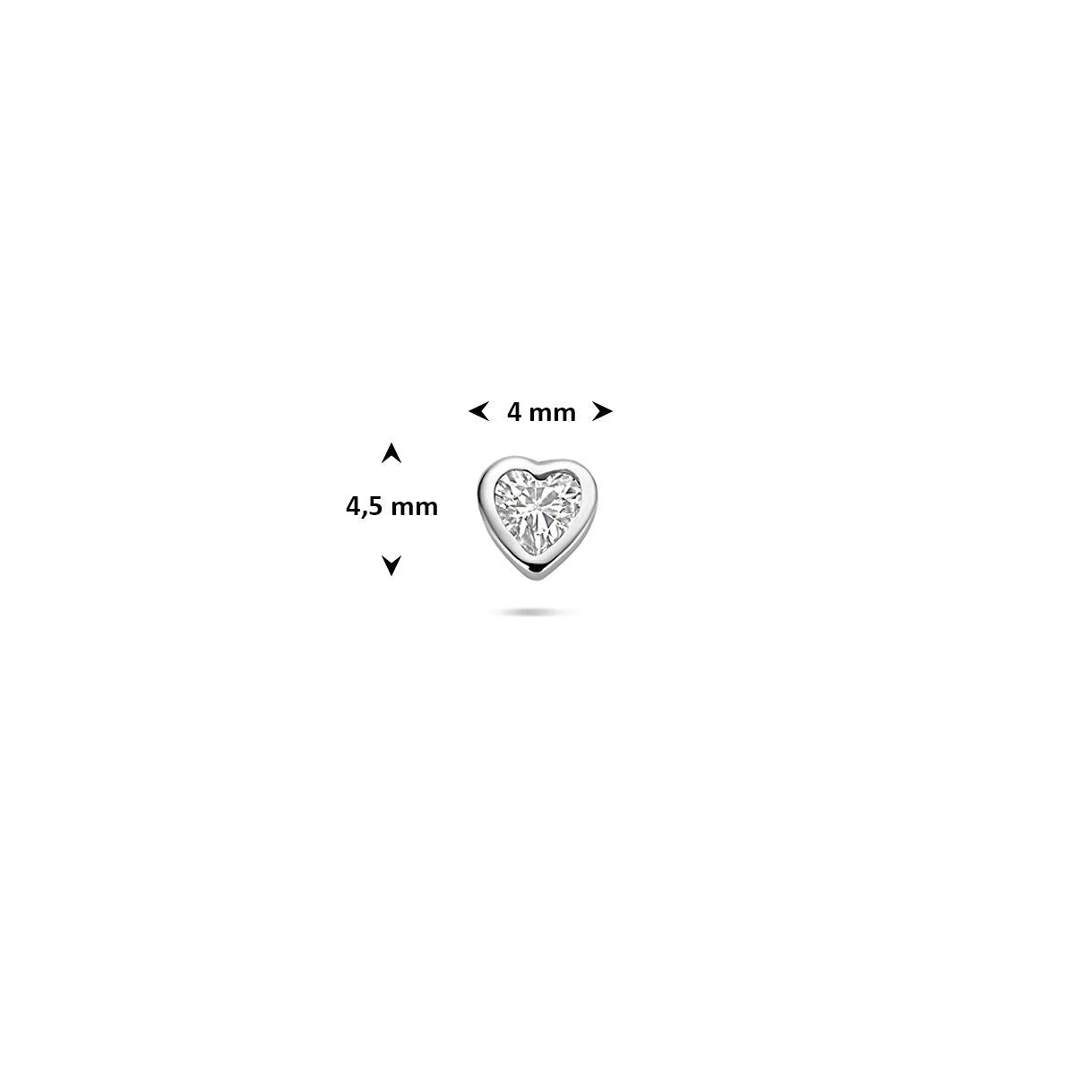 Piercing flat back in argento a cuoricino con zirconia – rodiato 925