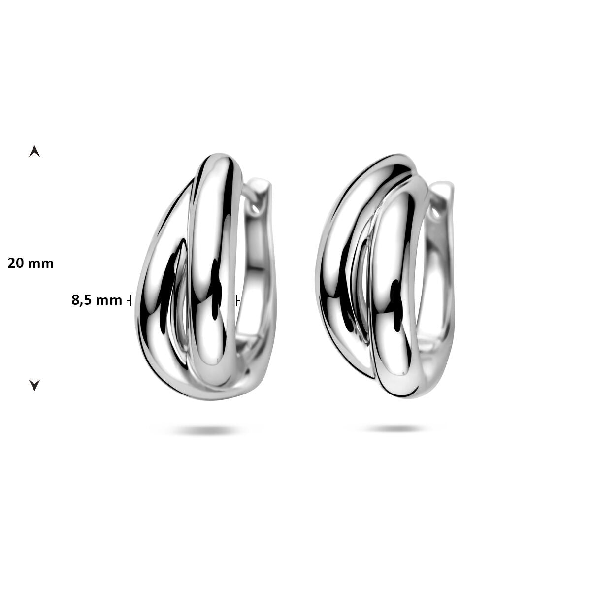 Orecchini a cerchio in argento rodiato da donna
