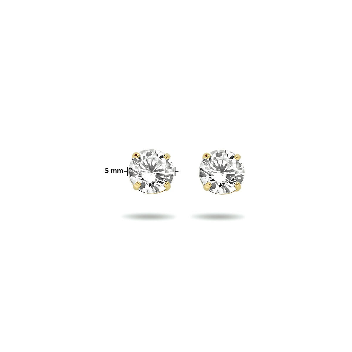 Orecchini a bottone in oro giallo 9k con zircone