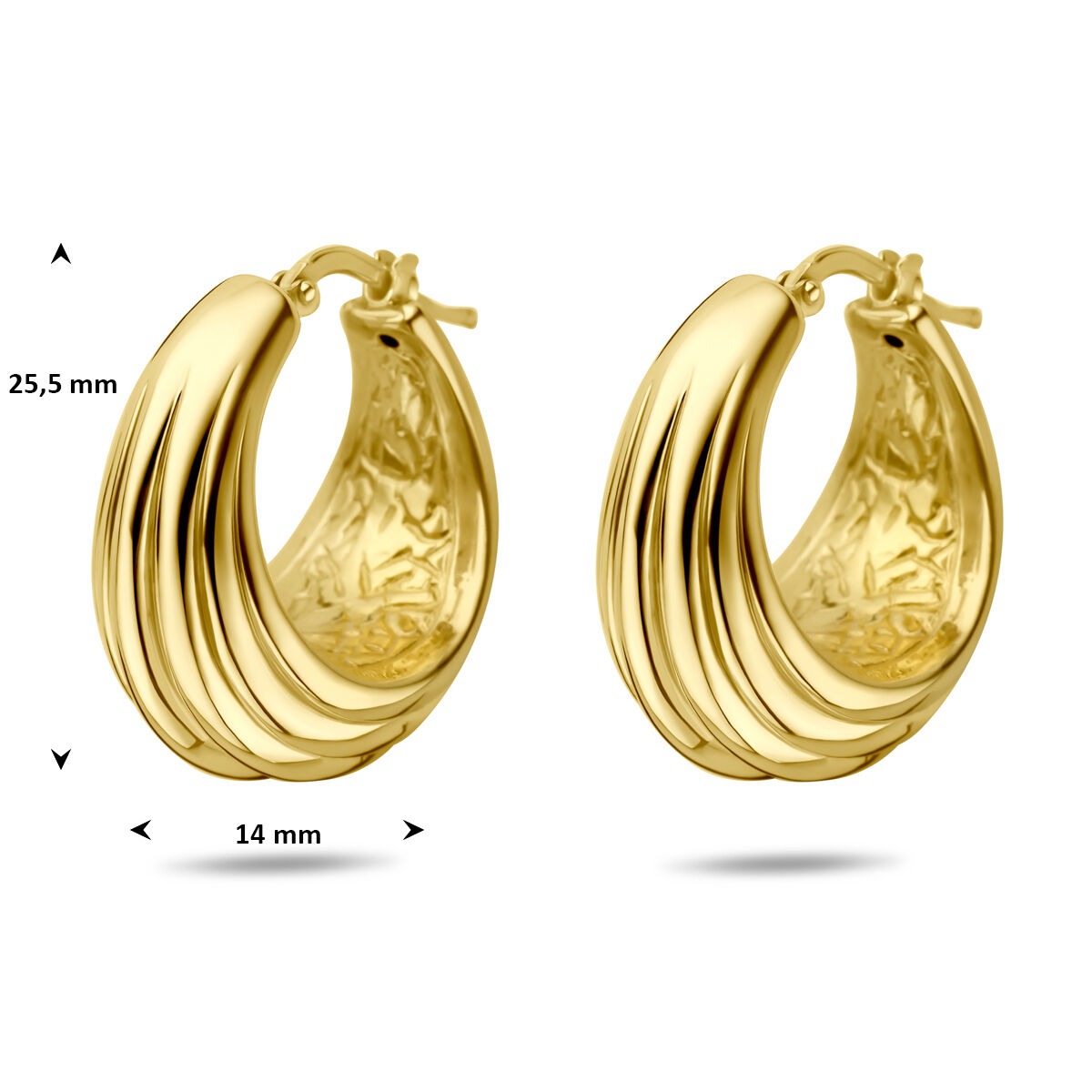 Orecchini a Cerchio in Argento 925 Placcato Oro 25,5 x 14 mm Donna