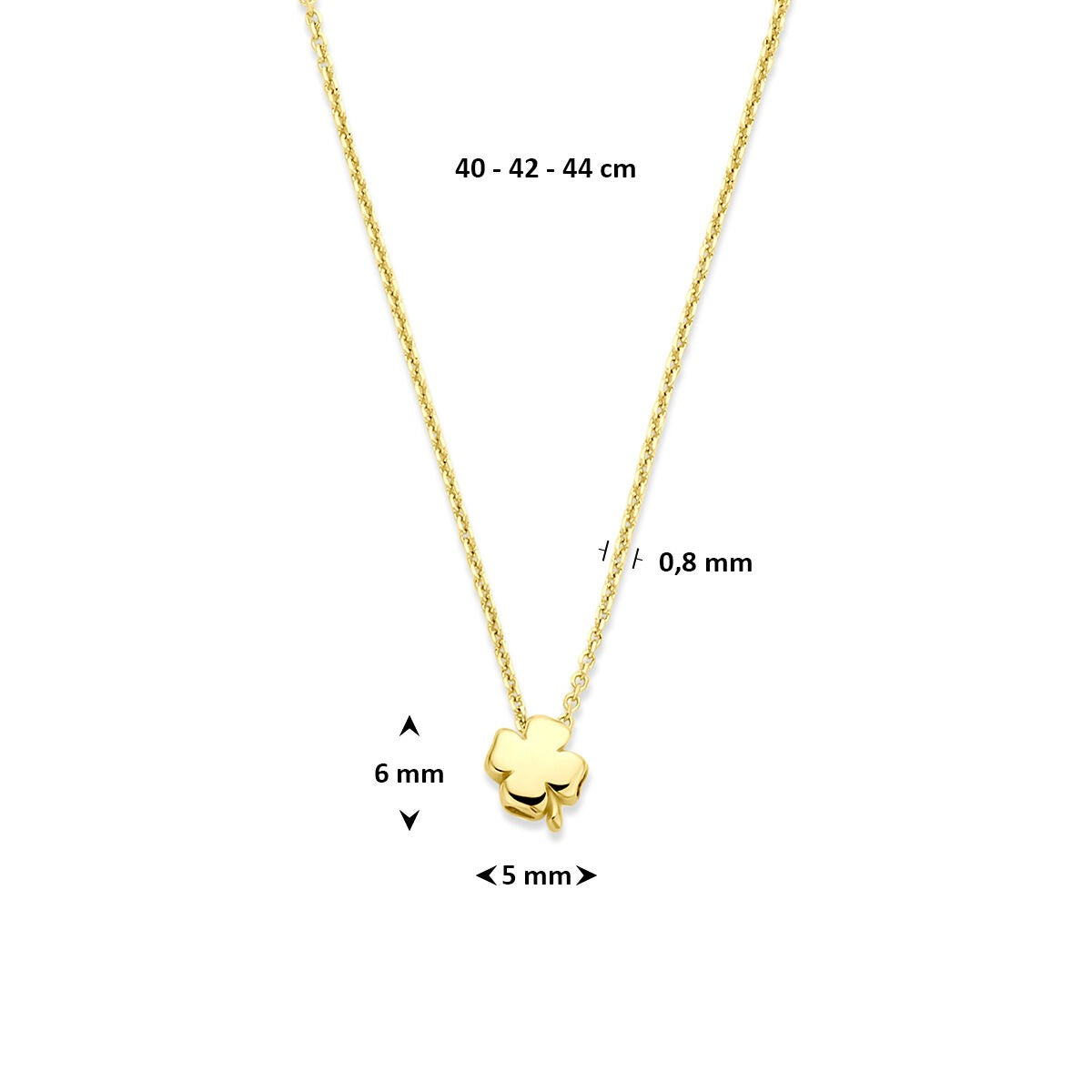 Collana in oro giallo 14k con quadrifoglio