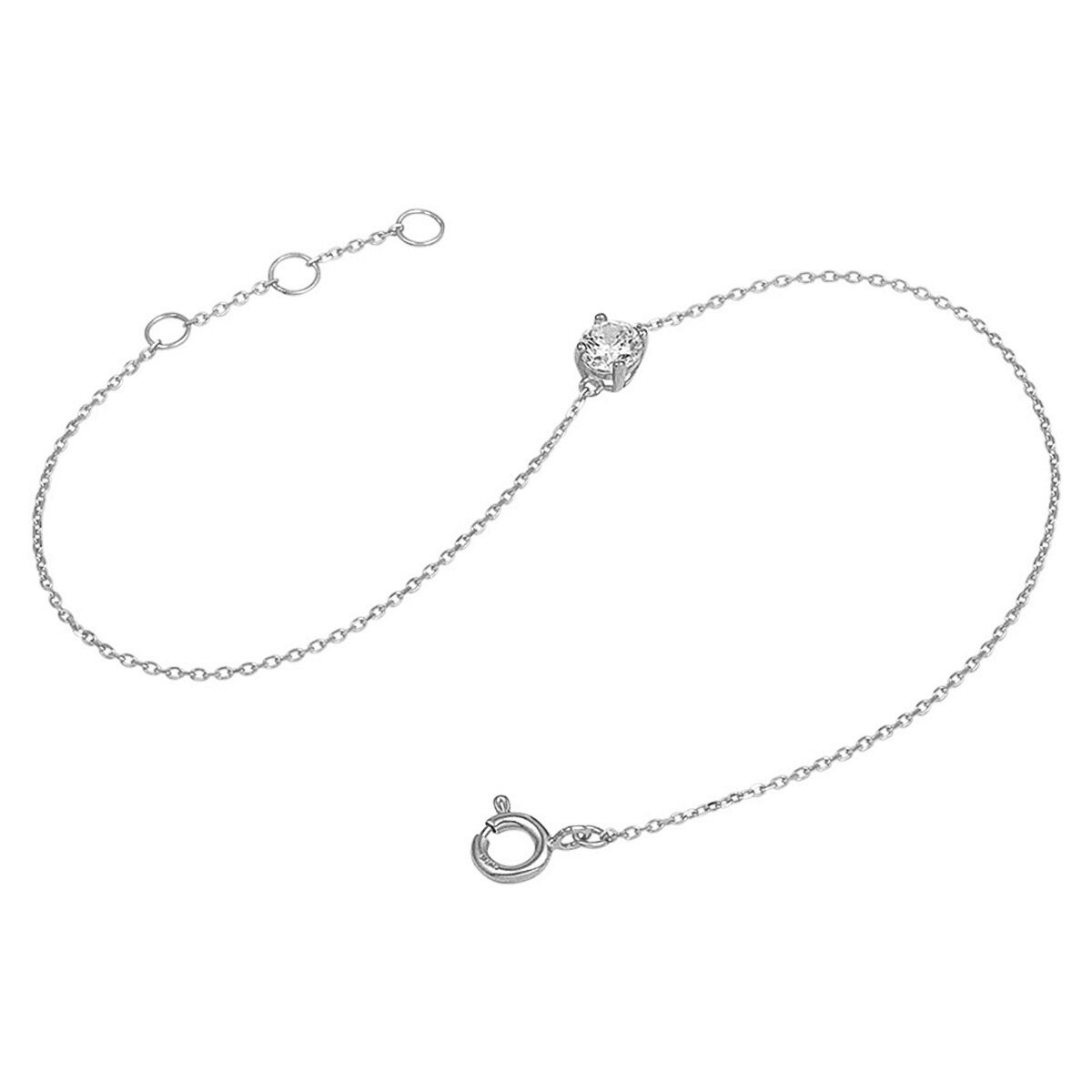 Bracciale in oro bianco 14k con zircone – maglia ad ancora