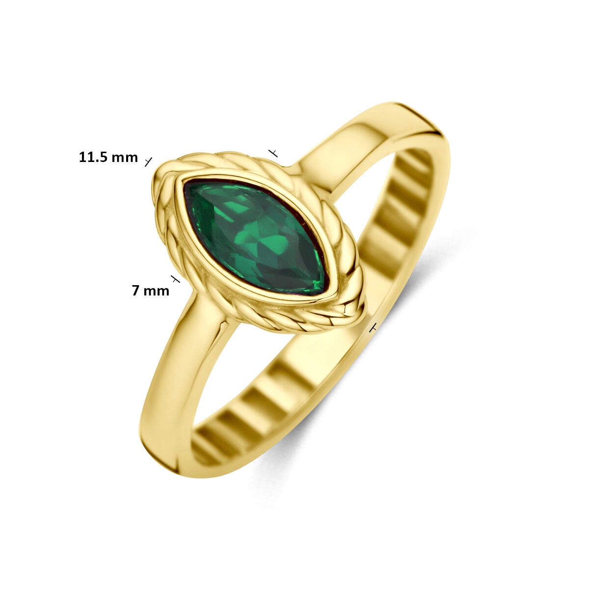Anello in oro giallo 9k con zircone verde
