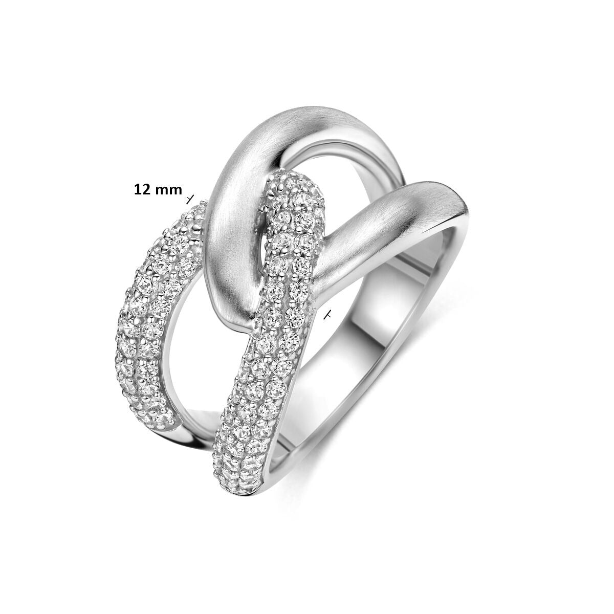 Anello in argento 925 rodiato con zirconia pavé
