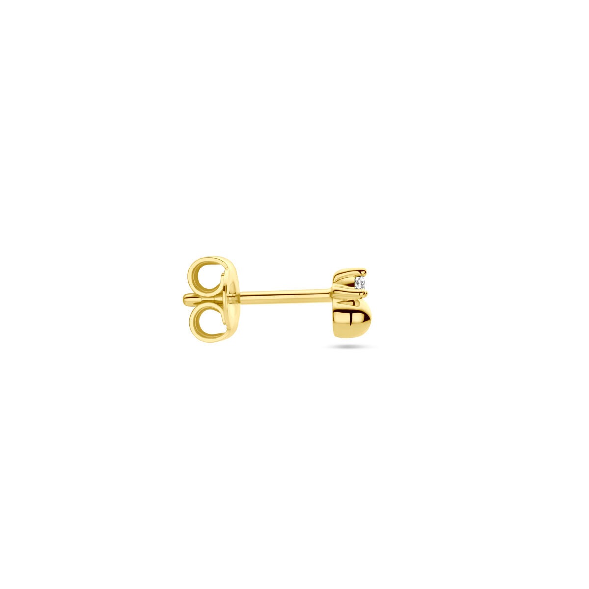 Orecchino a bottone in oro giallo 14k con diamante – venduto singolarmente