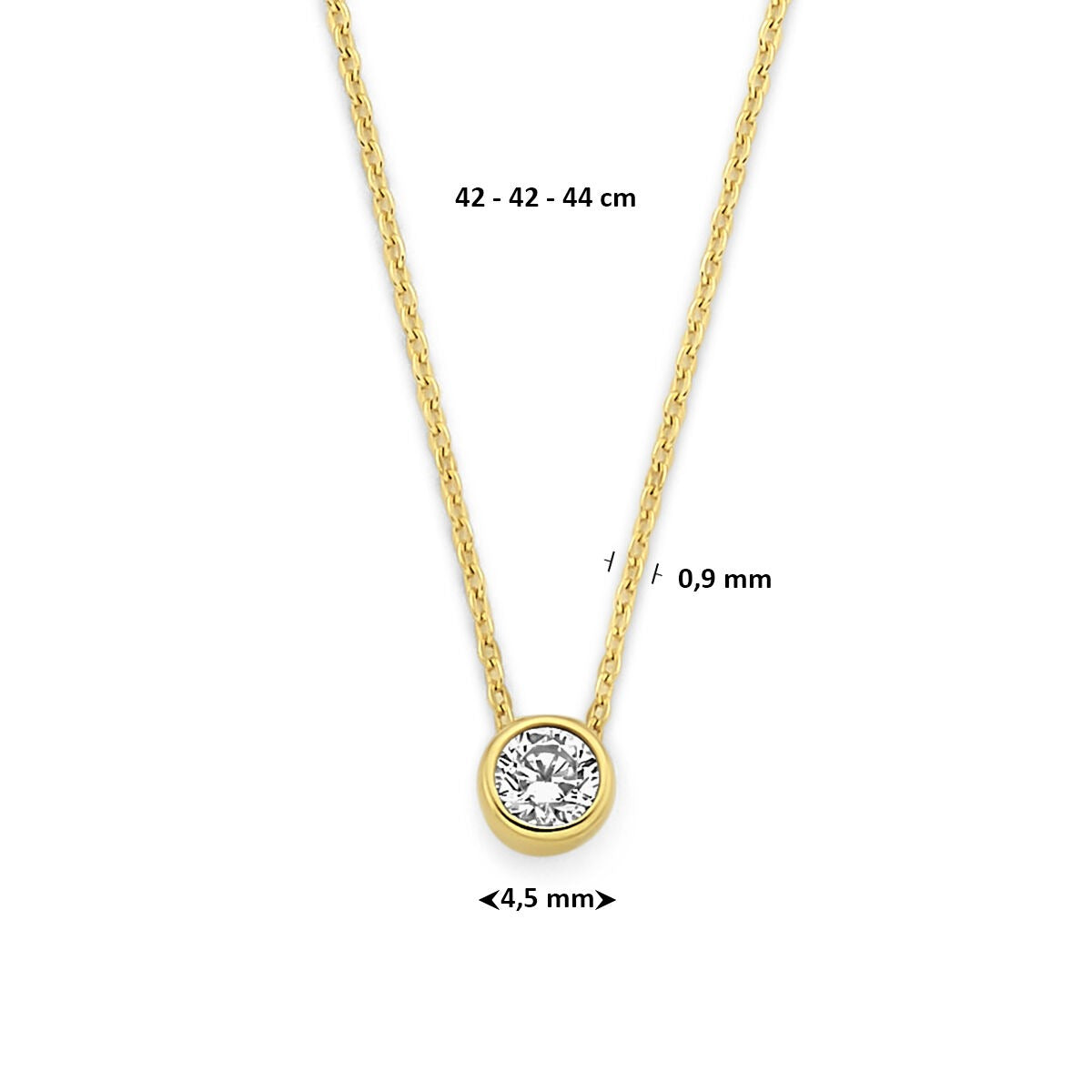 Collana in oro giallo 9k con ciondolo zirconia