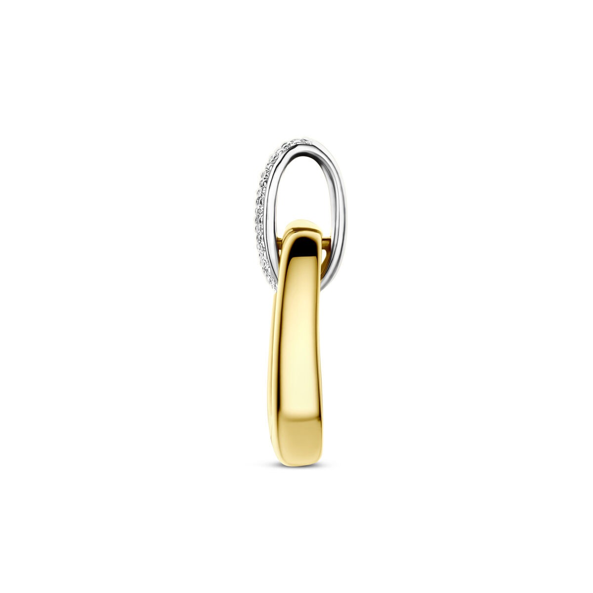 Ciondolo in oro bicolore 14k con diamante 0,07 ct