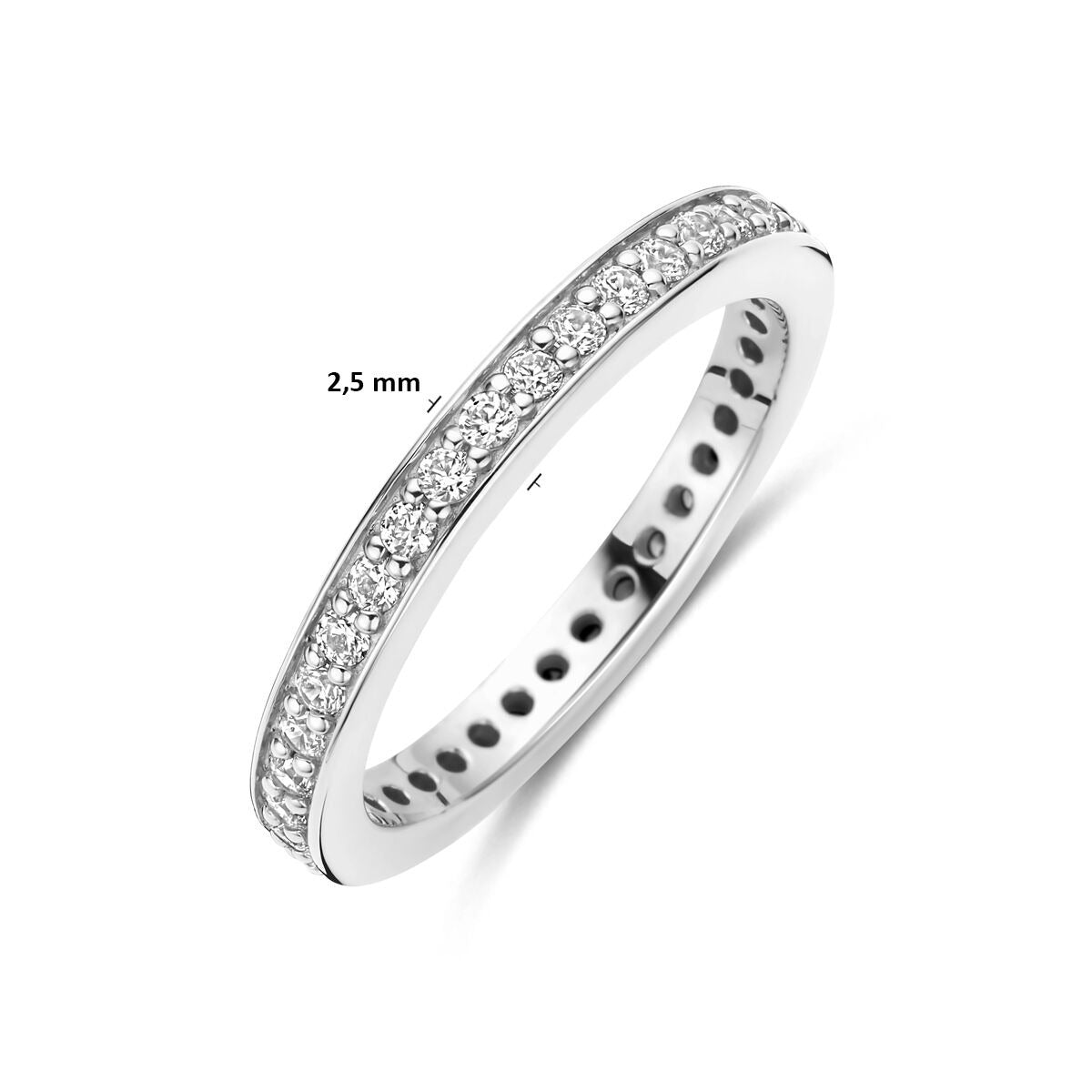 Anello in argento 925 rodiato con zirconia 2,5 mm