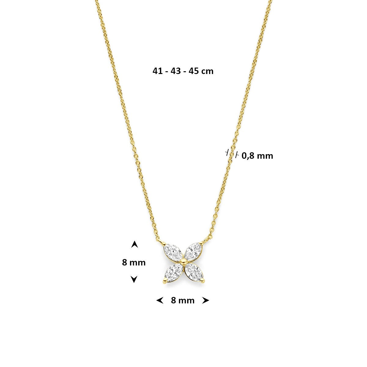 Collana in oro giallo 14k con diamante coltivato in laboratorio a forma di fiore