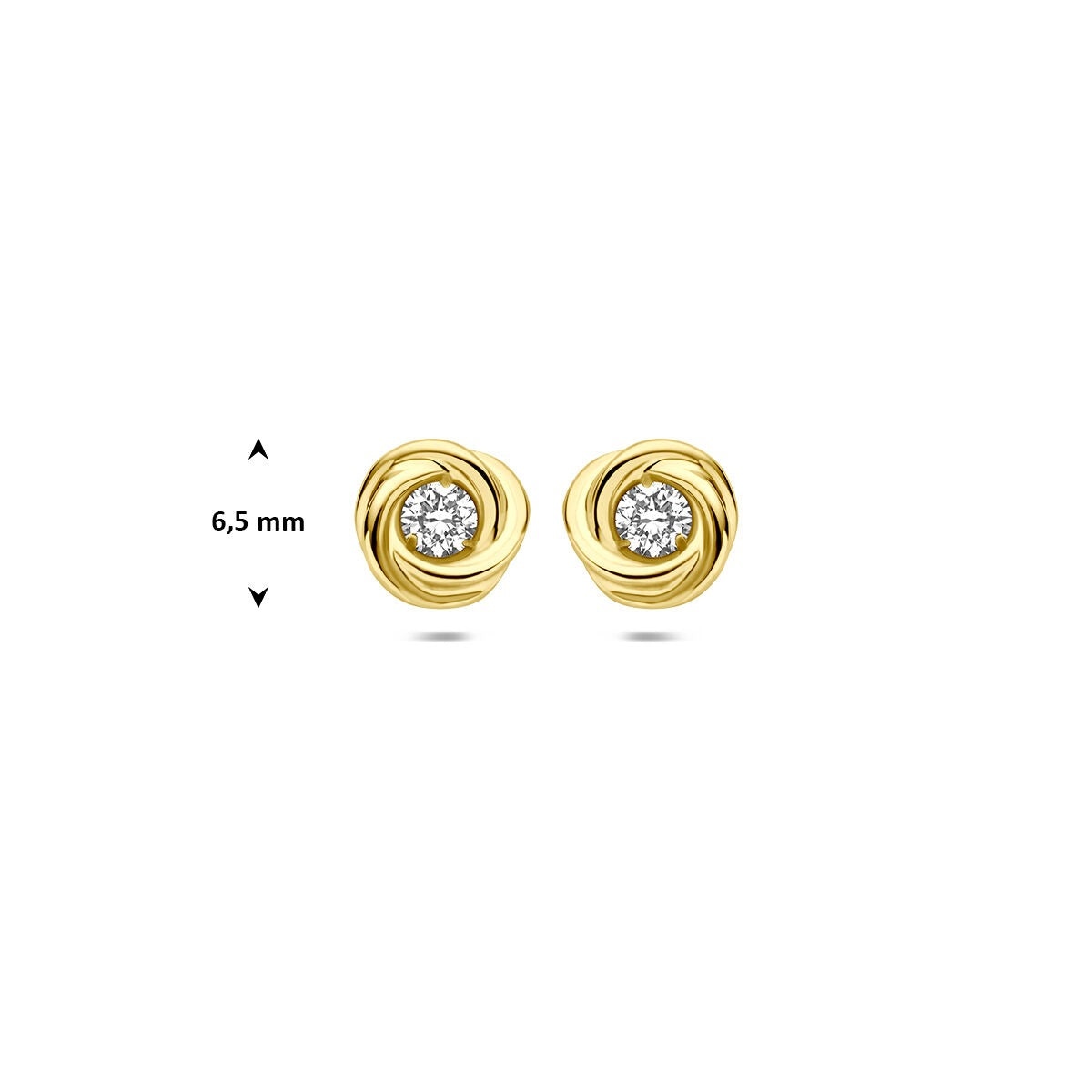 Orecchini a bottone in oro giallo 14k con diamante lab grown