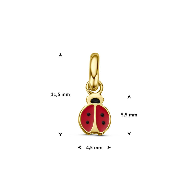 14k Geelgouden lieveheersbeestje hanger met emaille