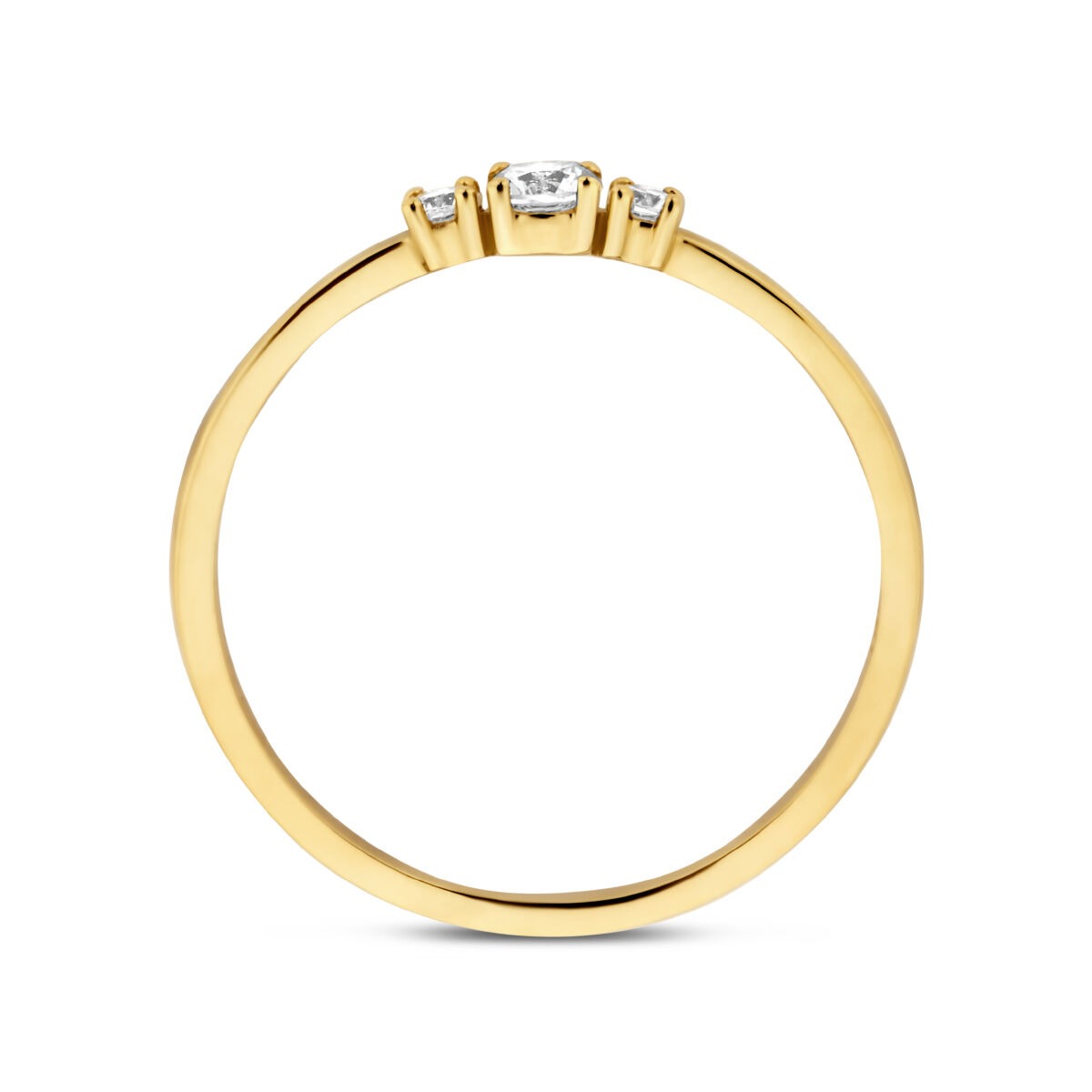 Anello da donna in oro giallo 9k con fila di zirconi
