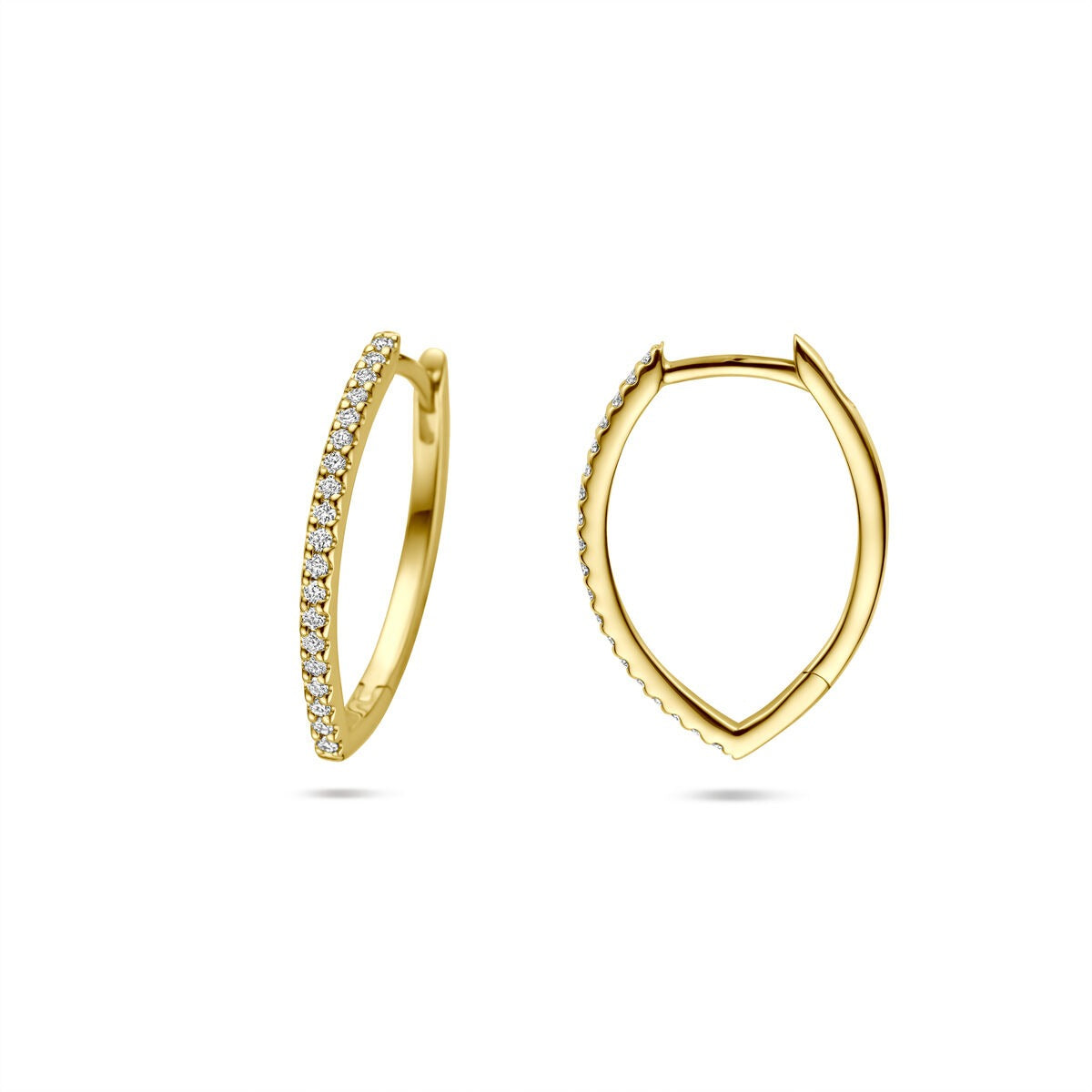 Orecchini a cerchio in oro con diamante – oro giallo 14k
