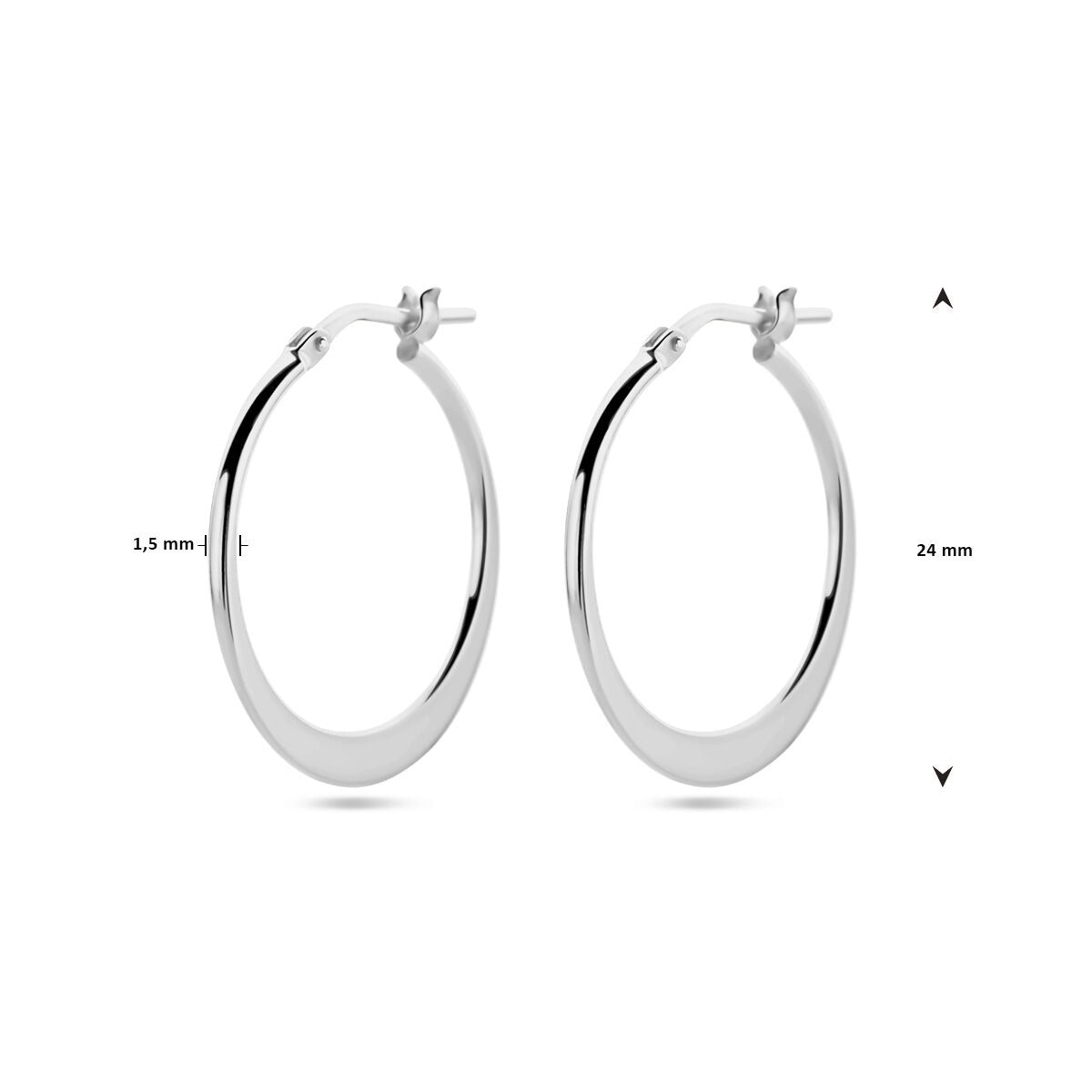 Orecchini a cerchio in argento rodiato 24 mm