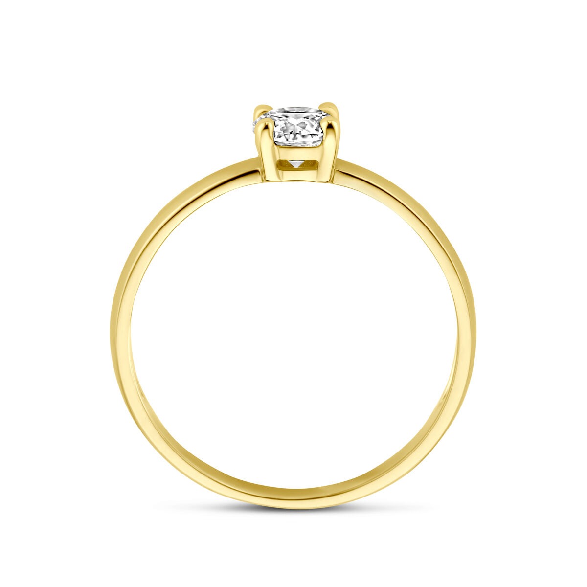 Anello da donna in oro giallo 9k con zirconia in castone solitario