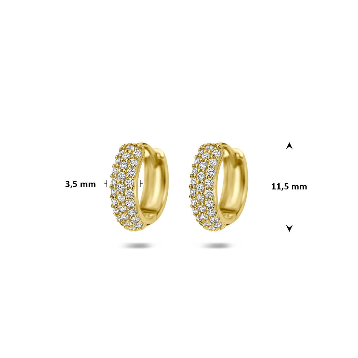 Orecchini a cerchio con chiusura a scatto in oro giallo 14k con zircone