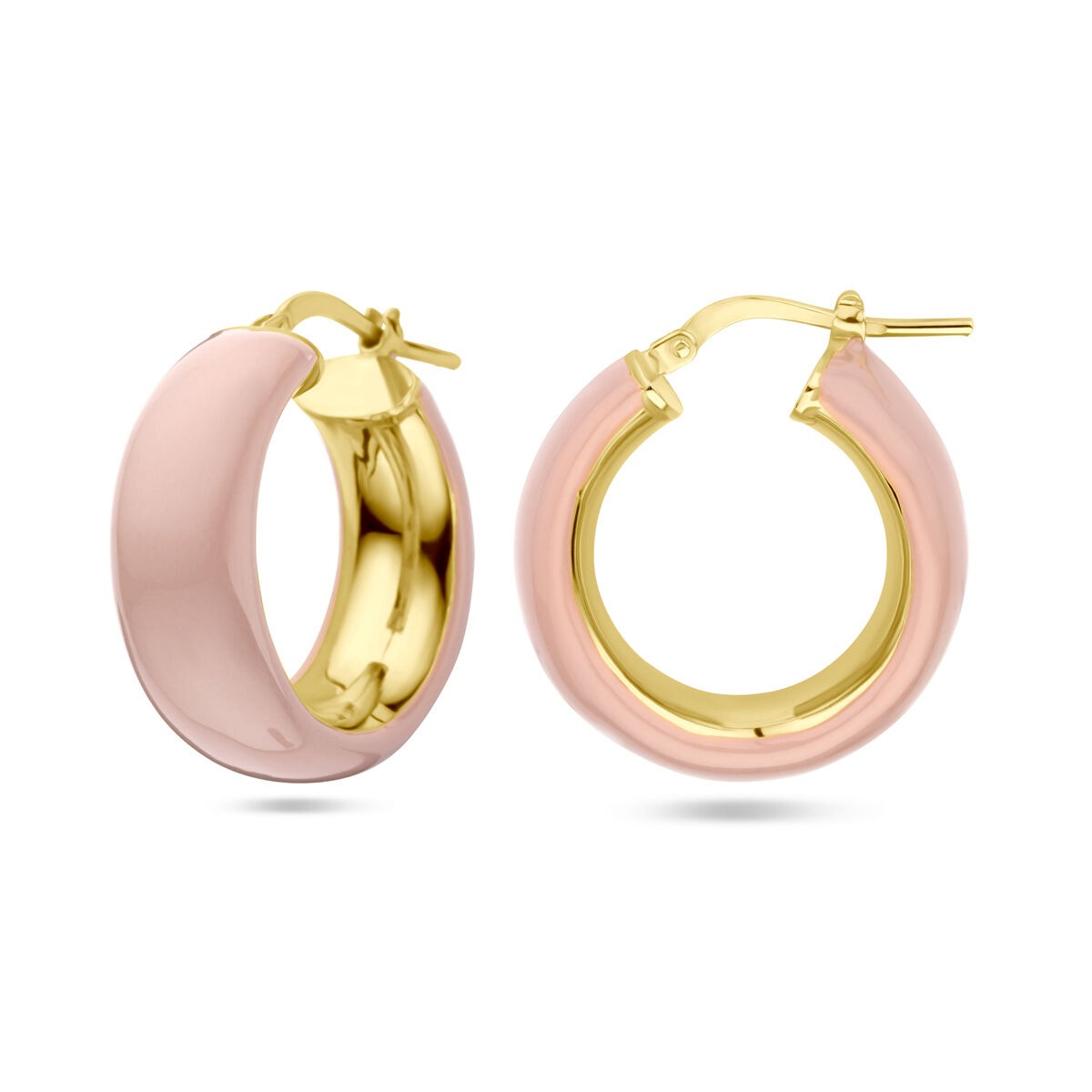 Orecchini in argento dorato con oro giallo e smalto rosa