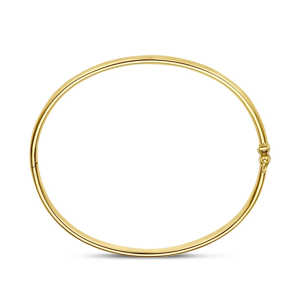 Bracciale rigido in oro giallo 9k con tubo ovale e anima in argento