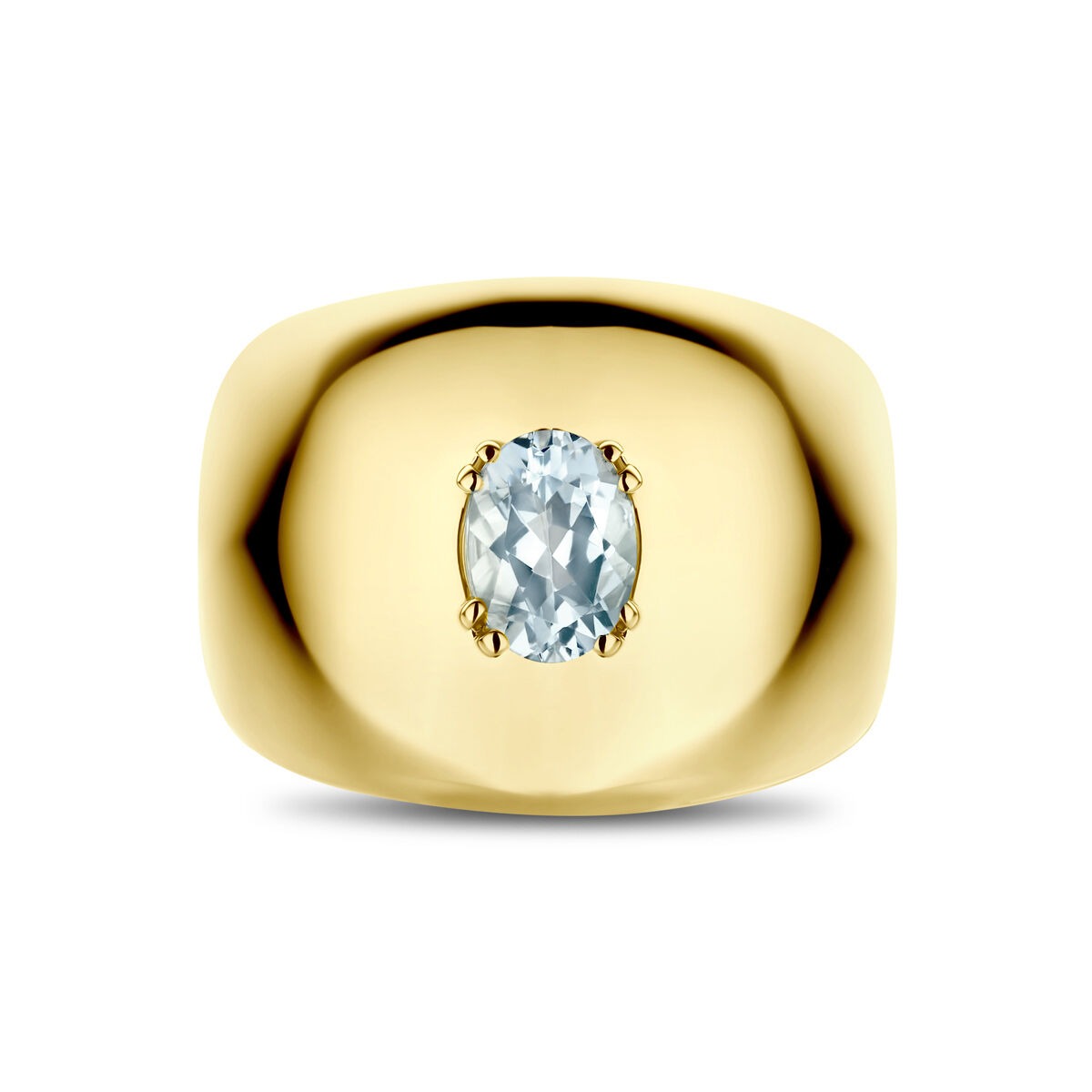 Anello in oro giallo 14k con acquamarina