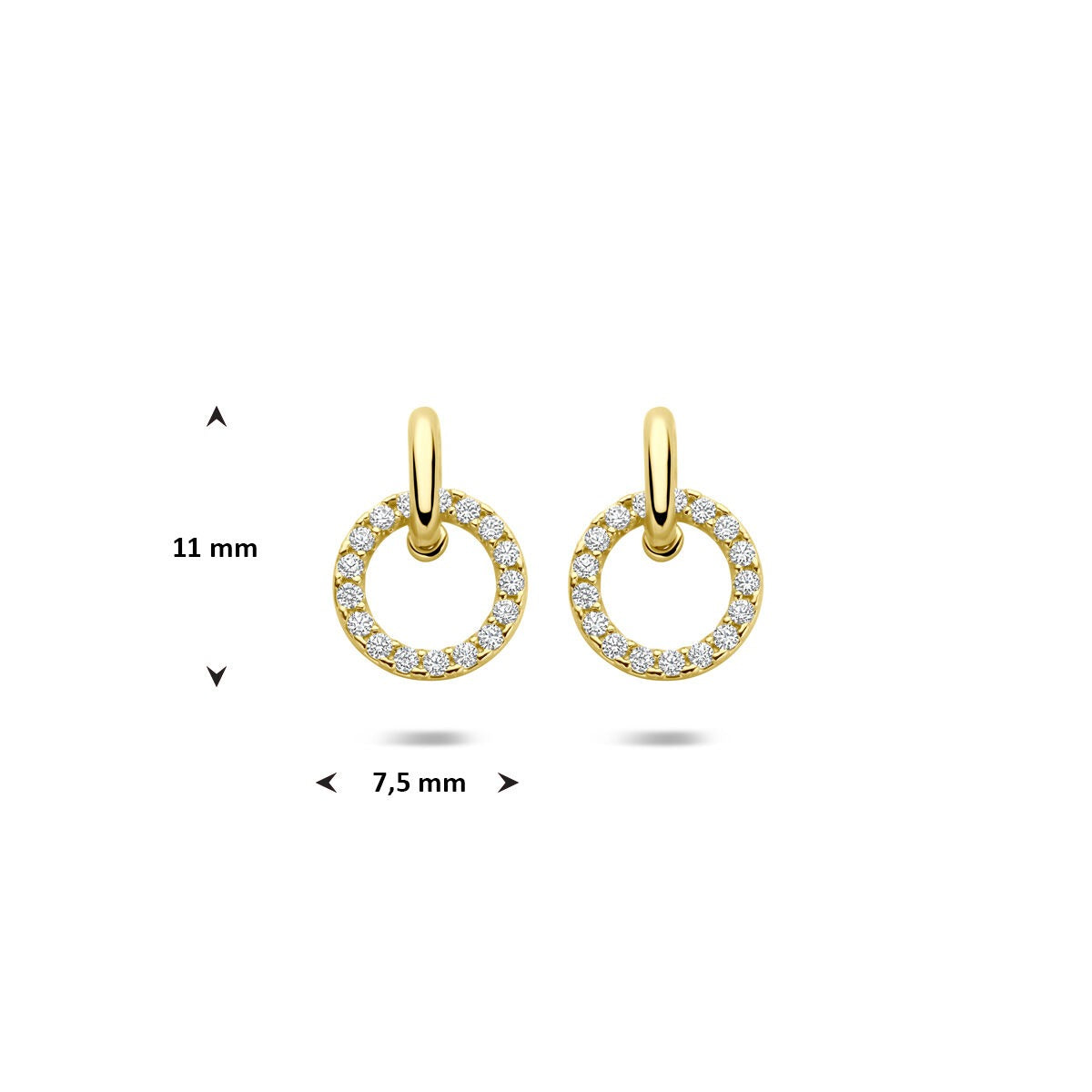 Orecchini pendenti in oro 14k con zirconia – montatura pavé