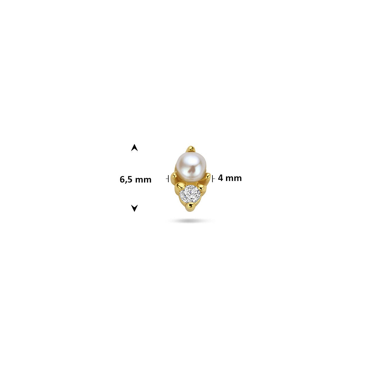 Piercing flat back in argento 925 dorato con perla e zircone