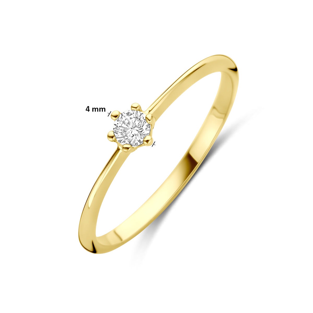 Anello da donna in oro con zircone – oro giallo 14k