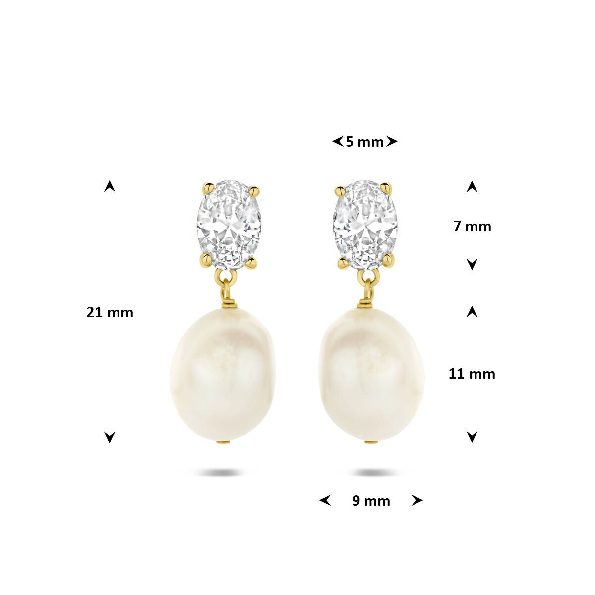 Orecchini pendenti in argento 925 dorato con perla e zircone