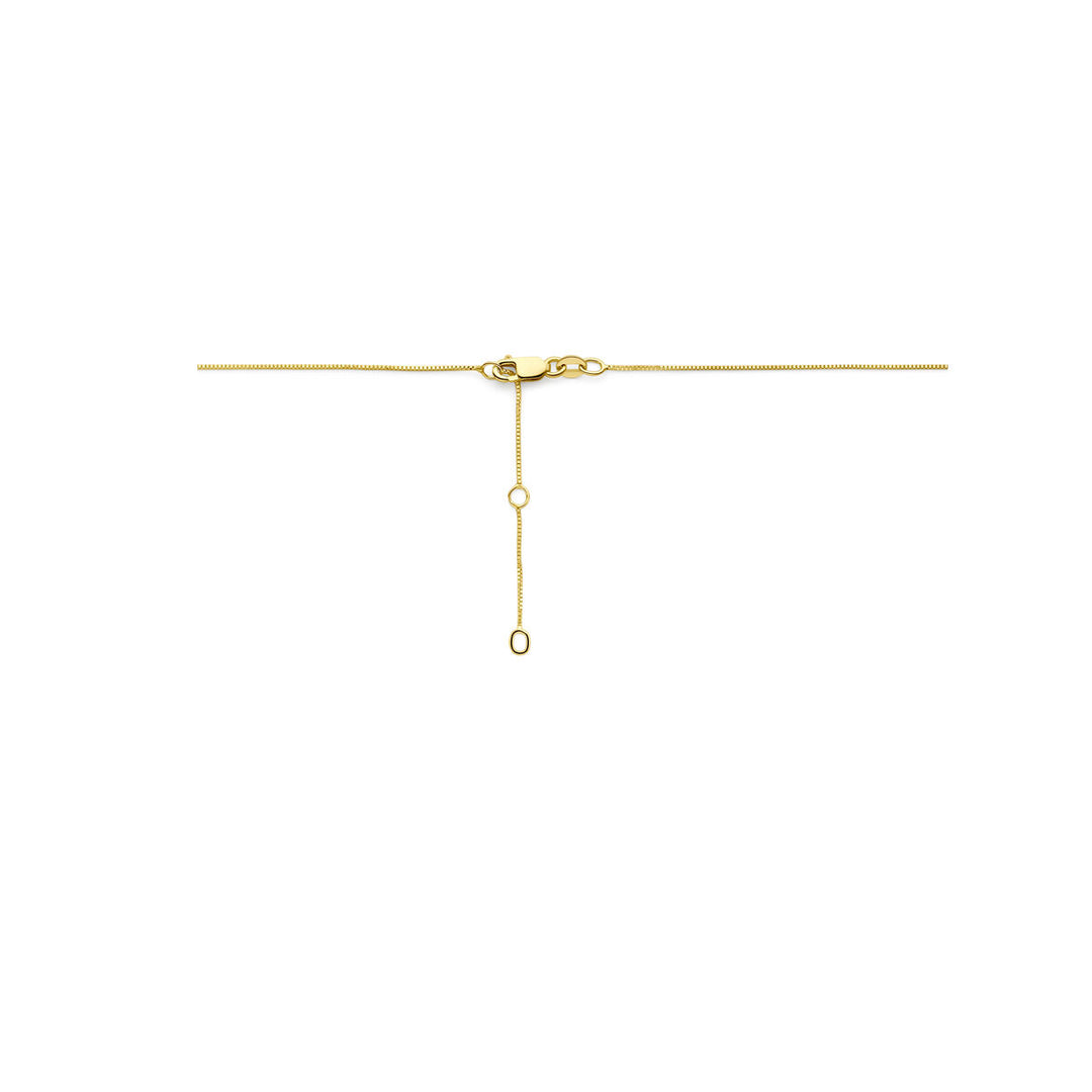 14k Geelgouden collier met roze topaas in hartvorm