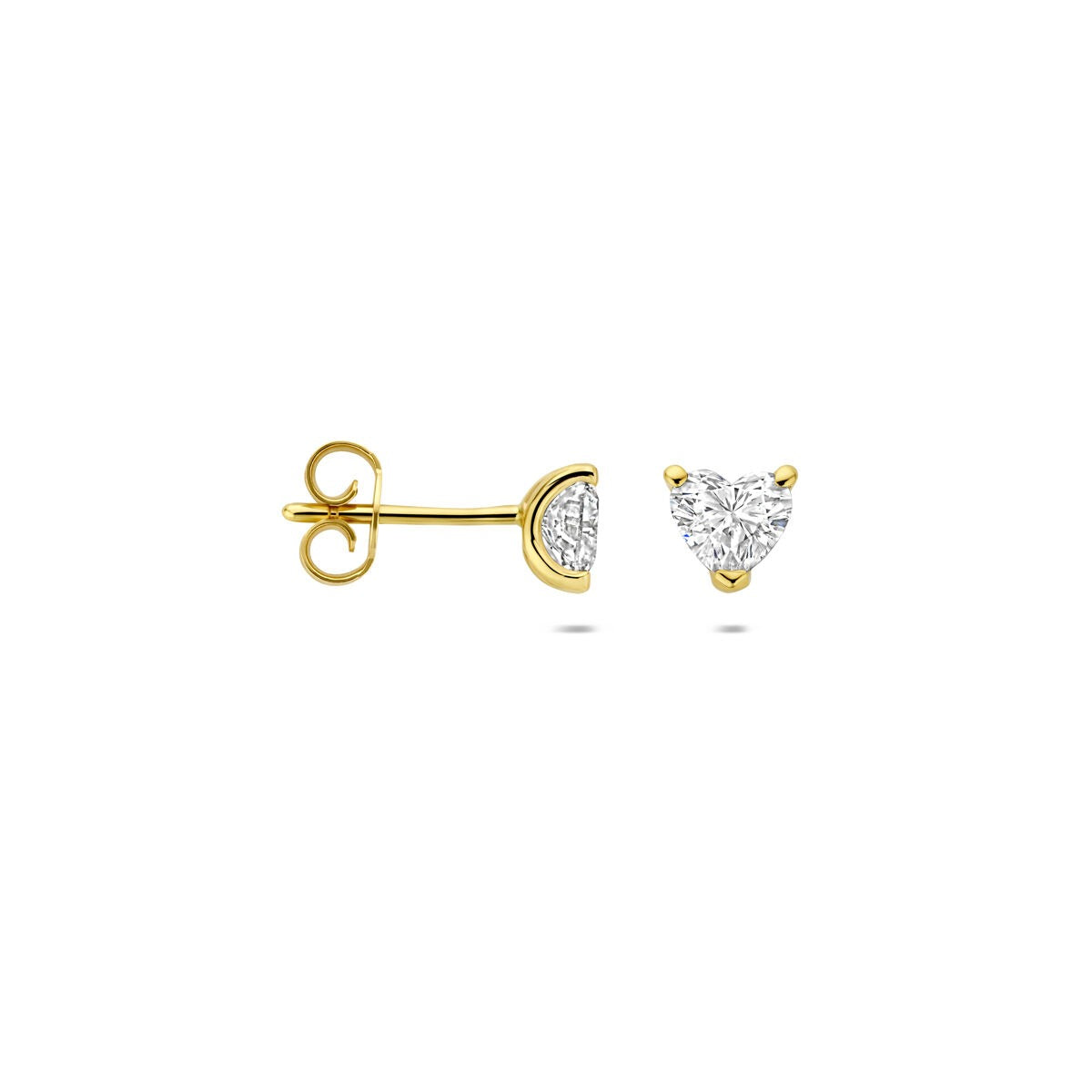 Orecchini a bottone in oro giallo 14k con diamante coltivato in laboratorio a forma di cuore 0.60ct
