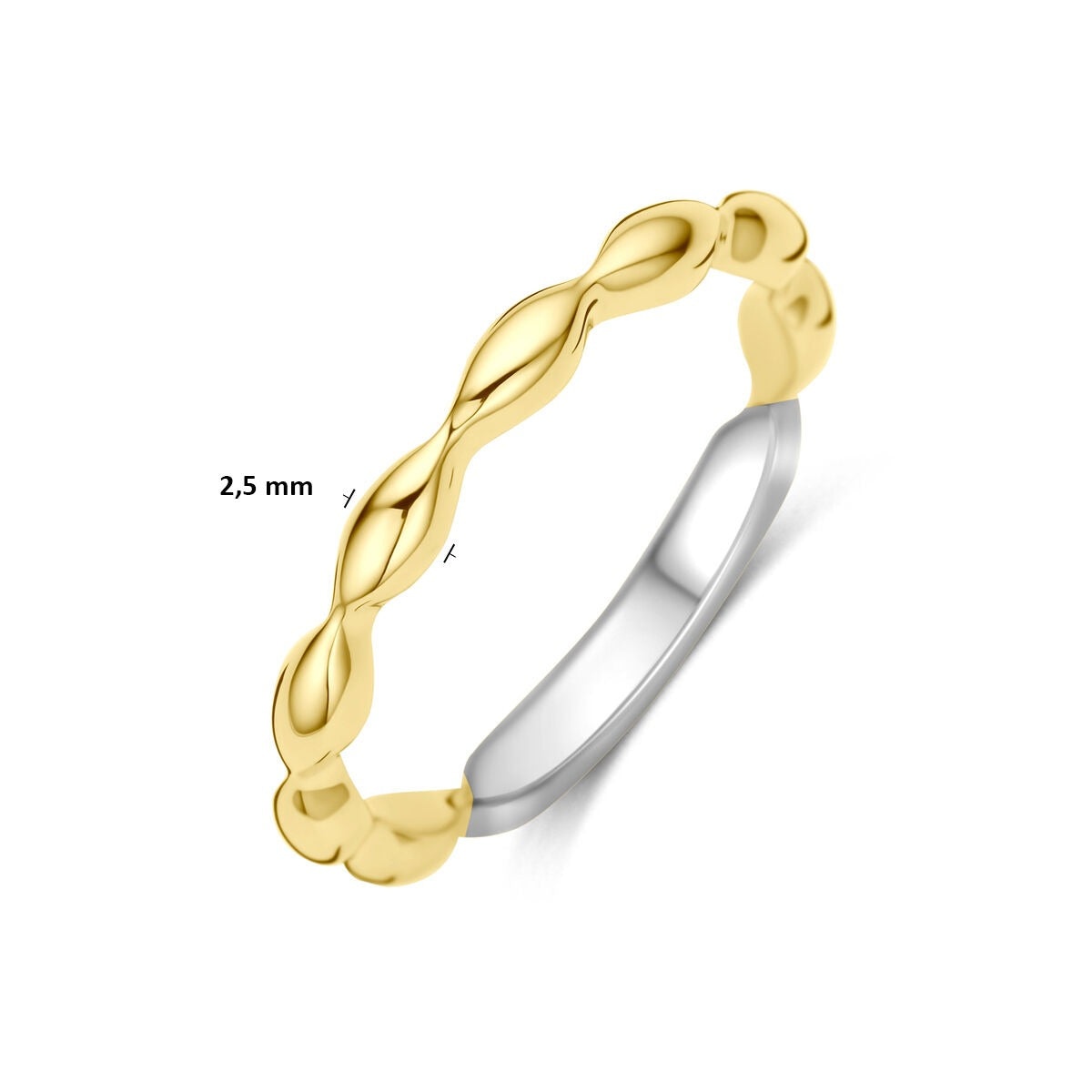 Anello in argento 925 placcato oro e rodiato 2,5 mm