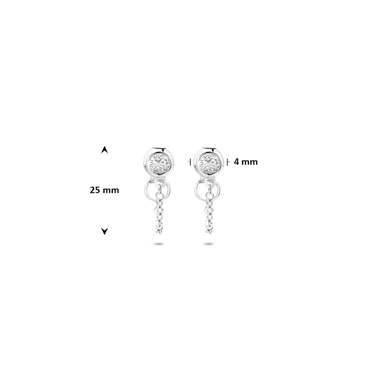 Orecchini pendenti in argento con zircone – argento 925 rodiato