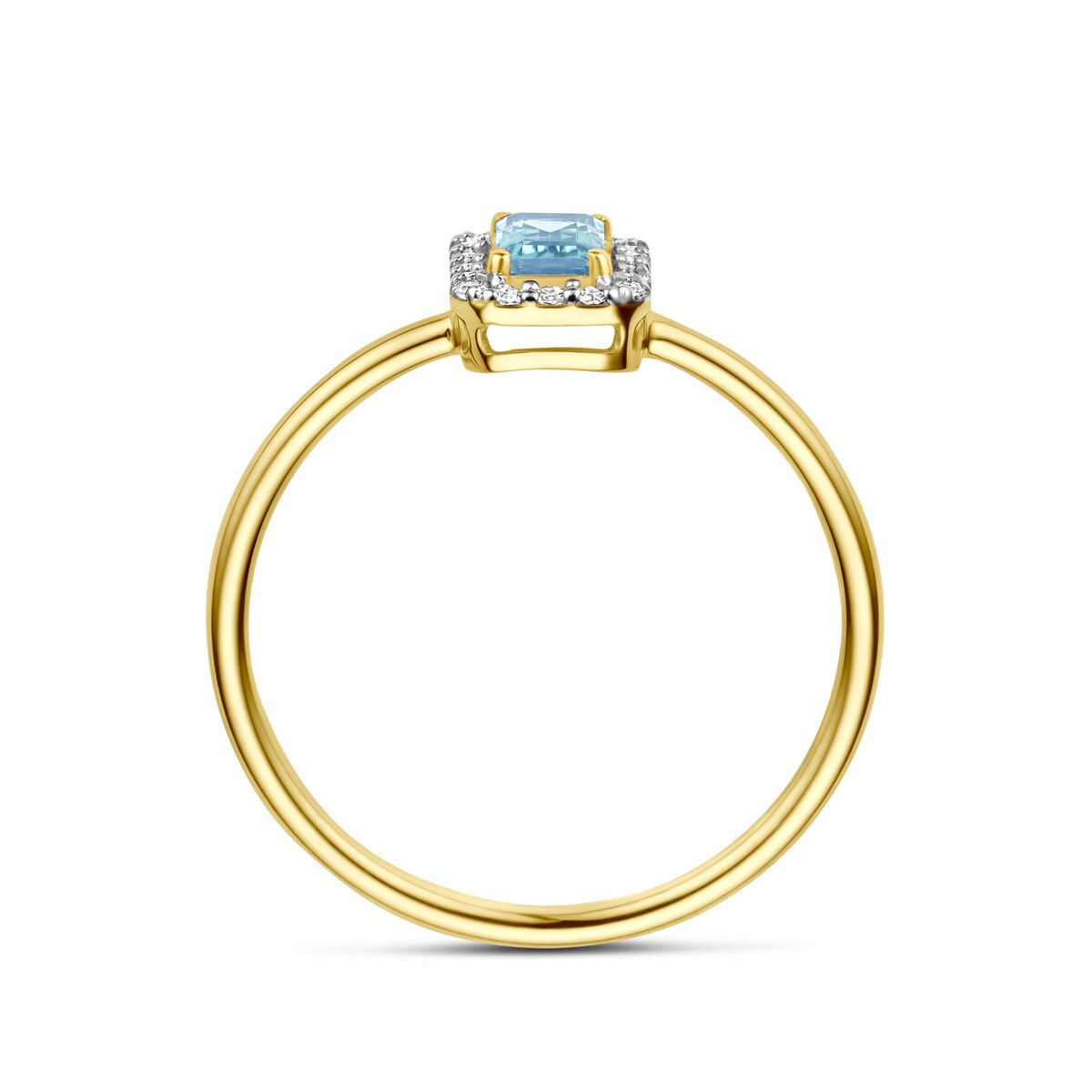 Anello da donna in oro con acquamarina e diamante – 14k oro giallo