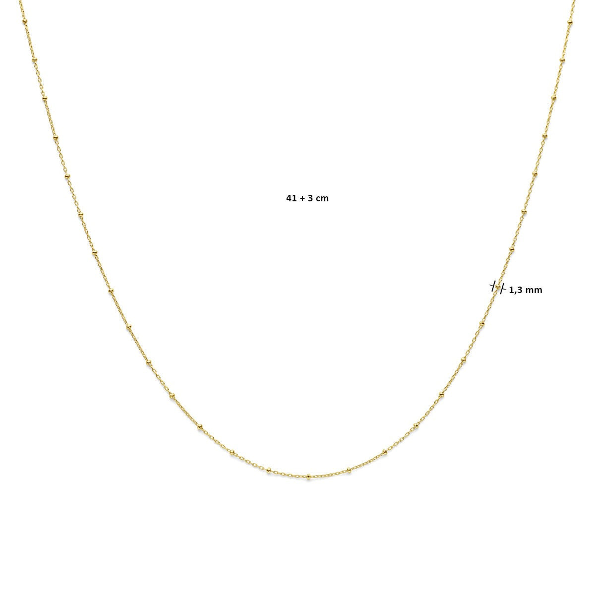 Collana in oro giallo con maglie ad ancora e sferette