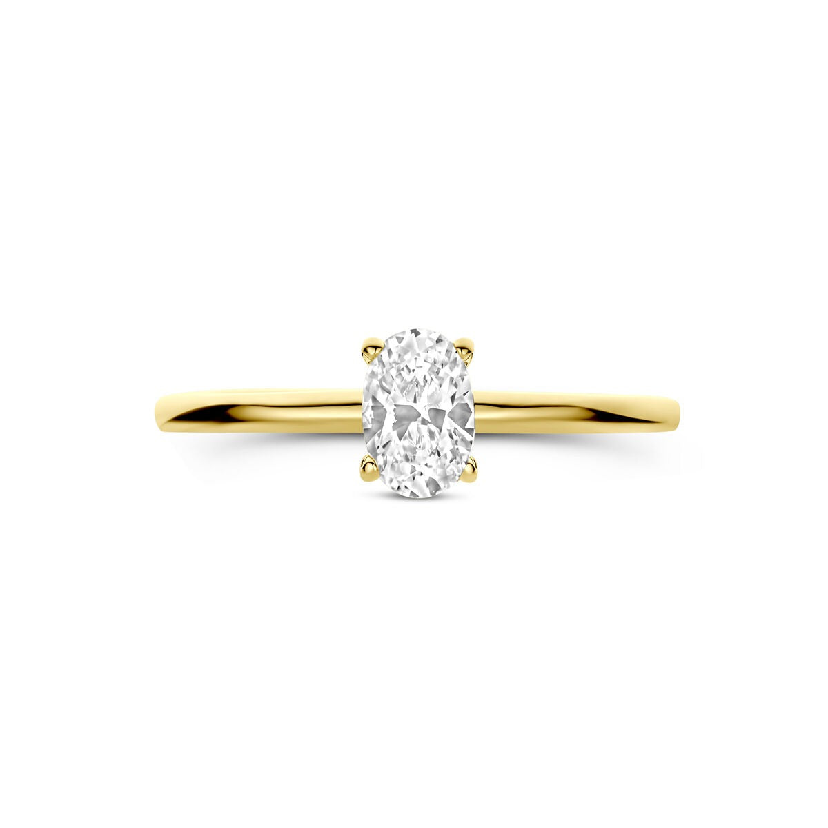 Anello in oro con zirconia – taglio ovale, oro giallo 9k