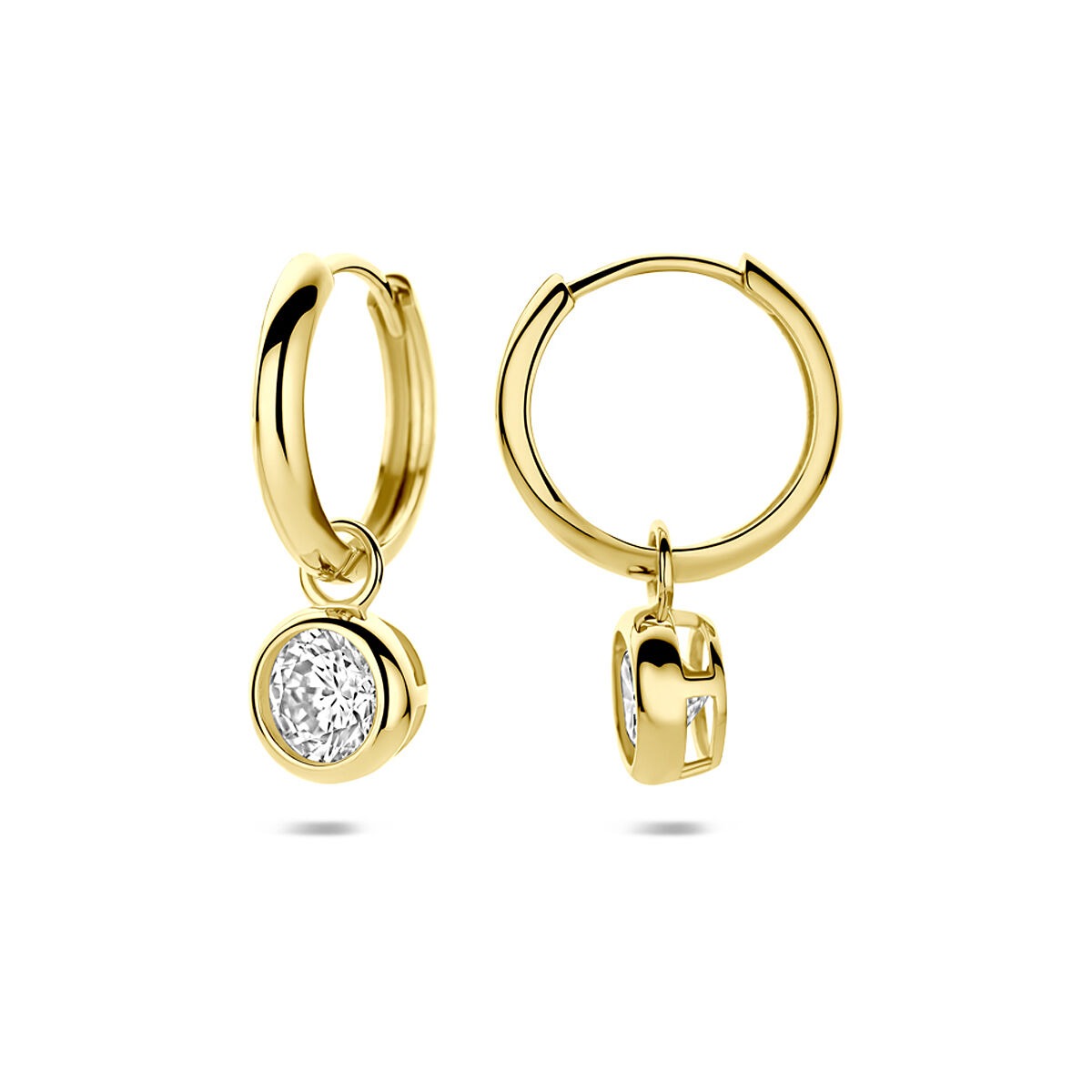 Orecchini a cerchio con zircone in oro – 9k color oro giallo