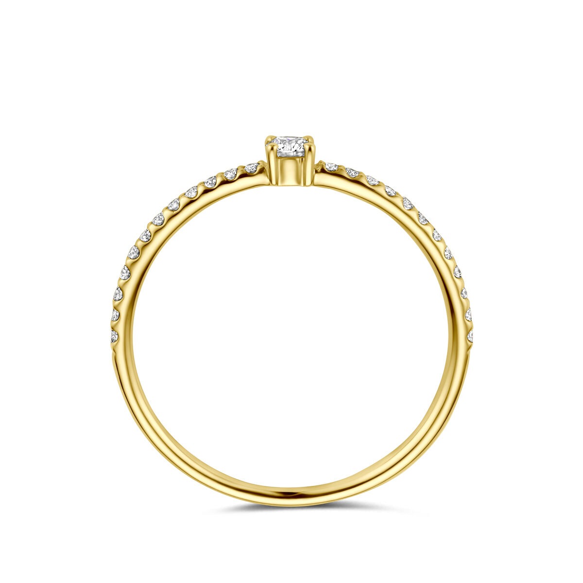 Anello da donna in oro giallo 14k con diamante – castone solitario