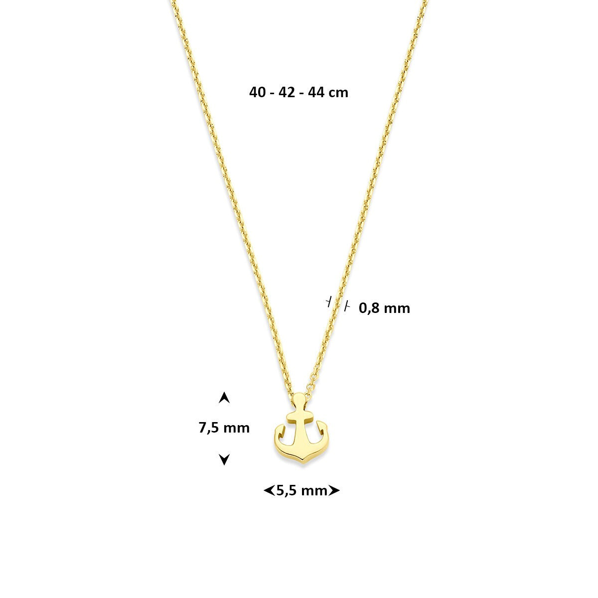 Collana in oro giallo 14k con ancora