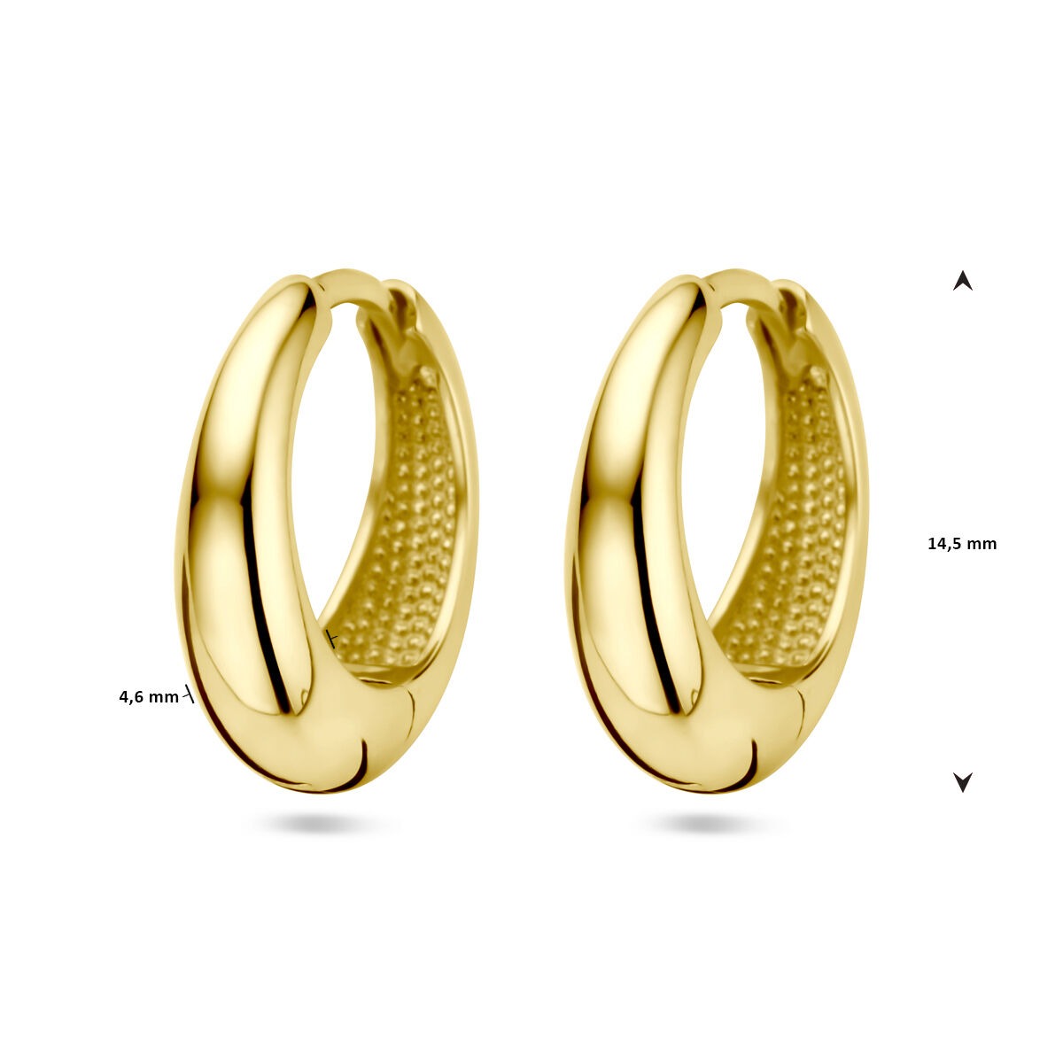 Orecchini a cerchio con cerniera in oro 14k da donna – 14,5 mm