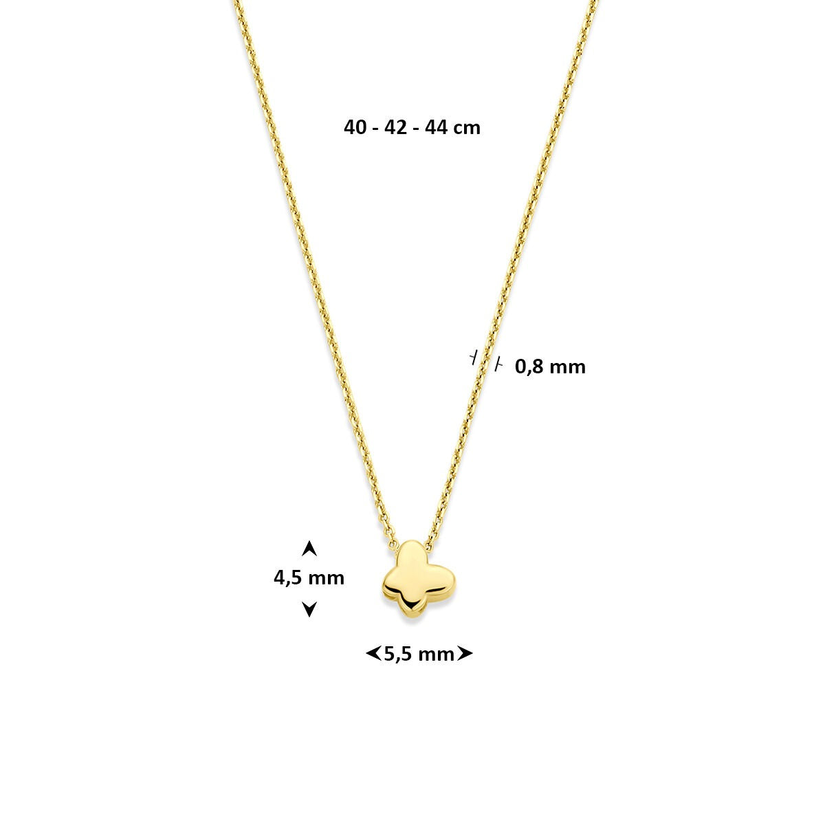 Collana in oro giallo 14K con farfalla