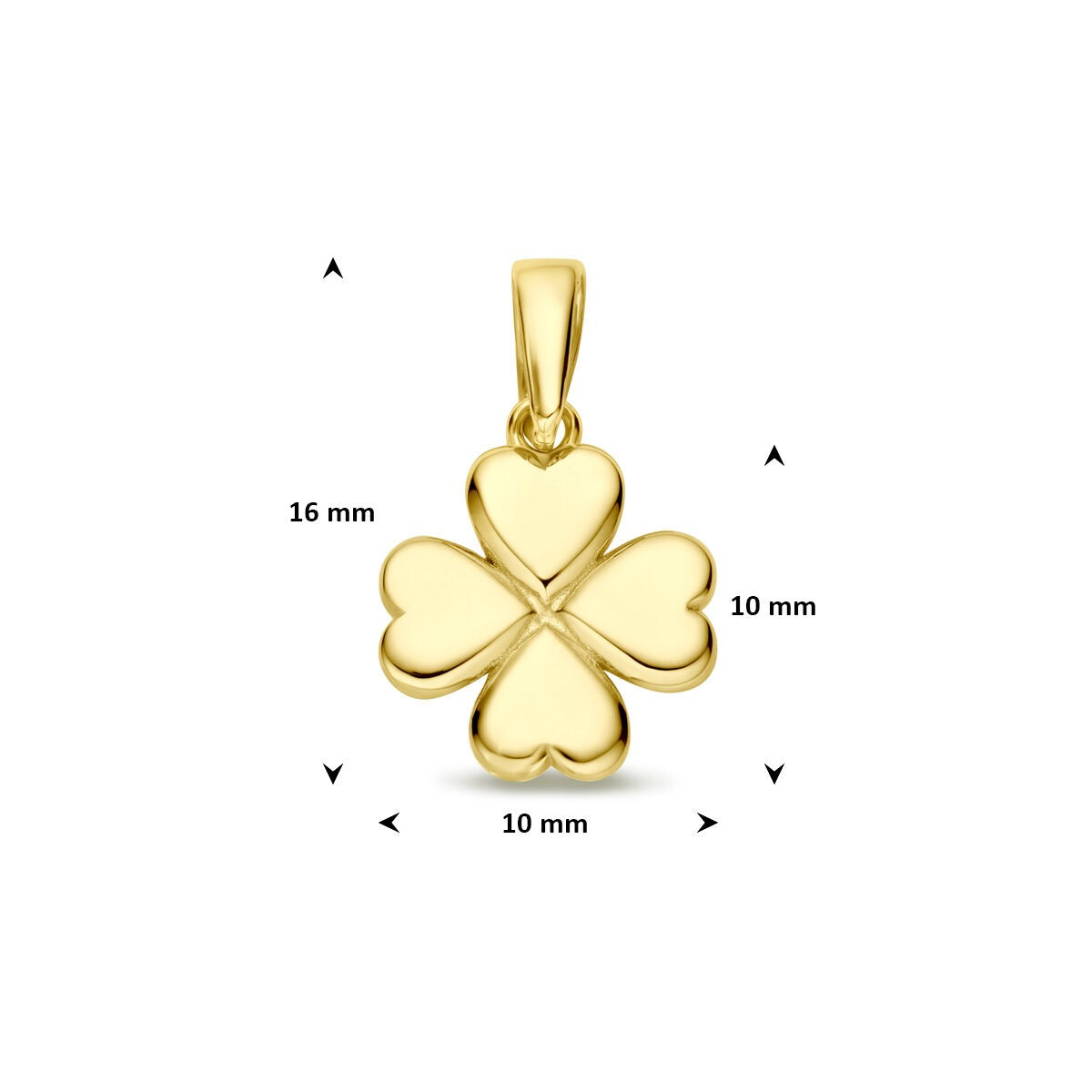 Ciondolo quadrifoglio in oro giallo 14k – portafortuna in oro