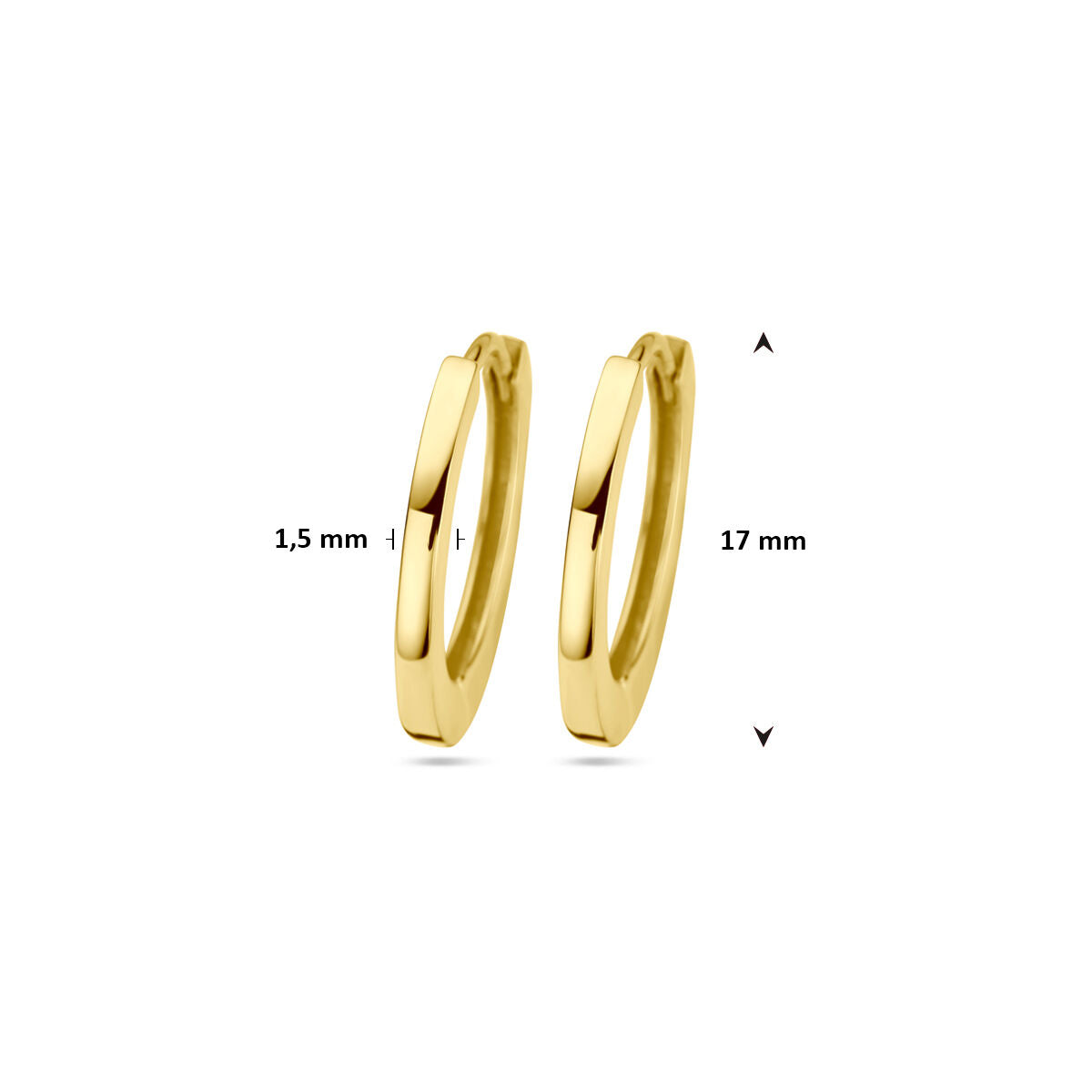 Orecchini a cerchio in oro giallo 14k – 17 mm