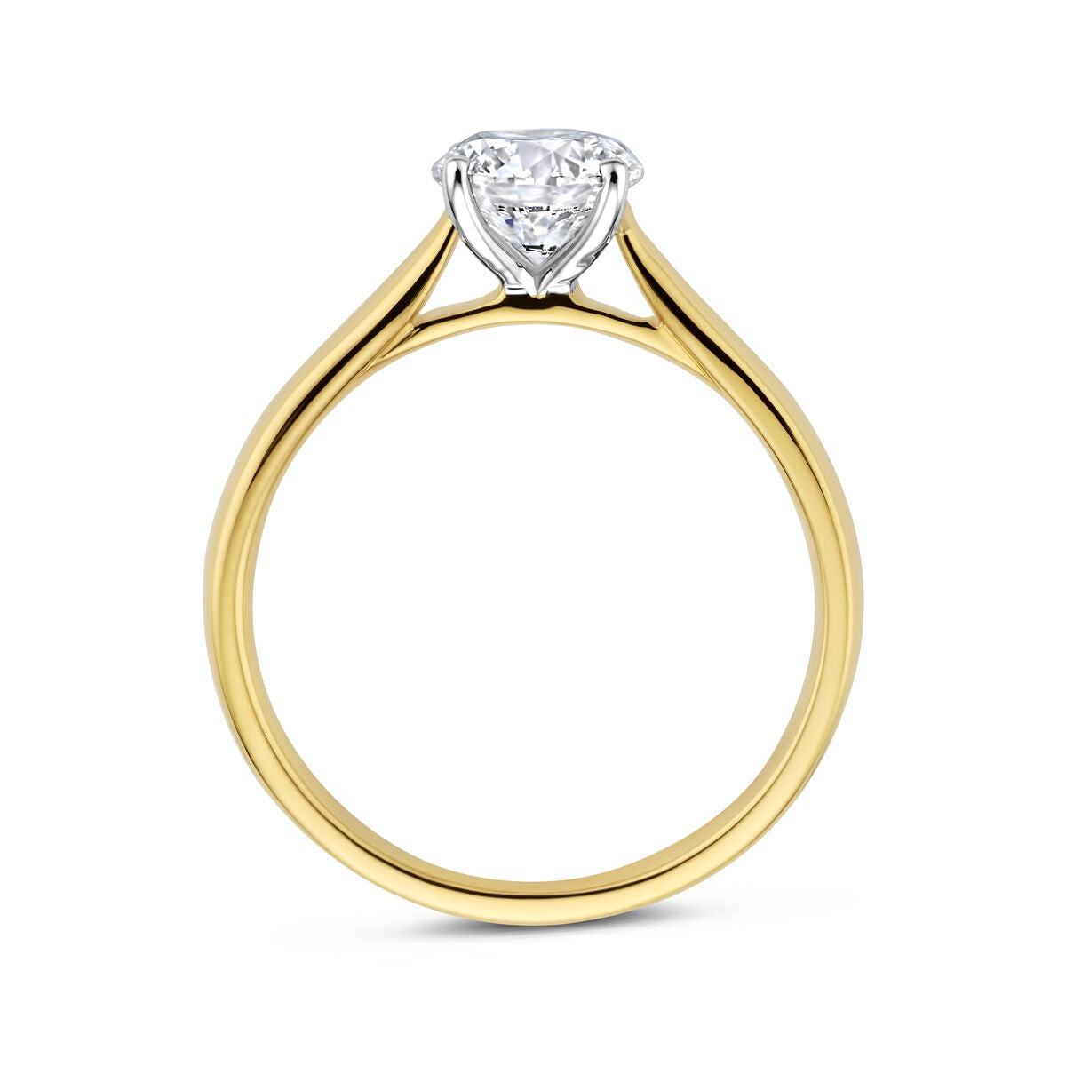 Anello da donna bicolore in oro 14k con diamante lab grown da 1,00 ct – certificato incluso