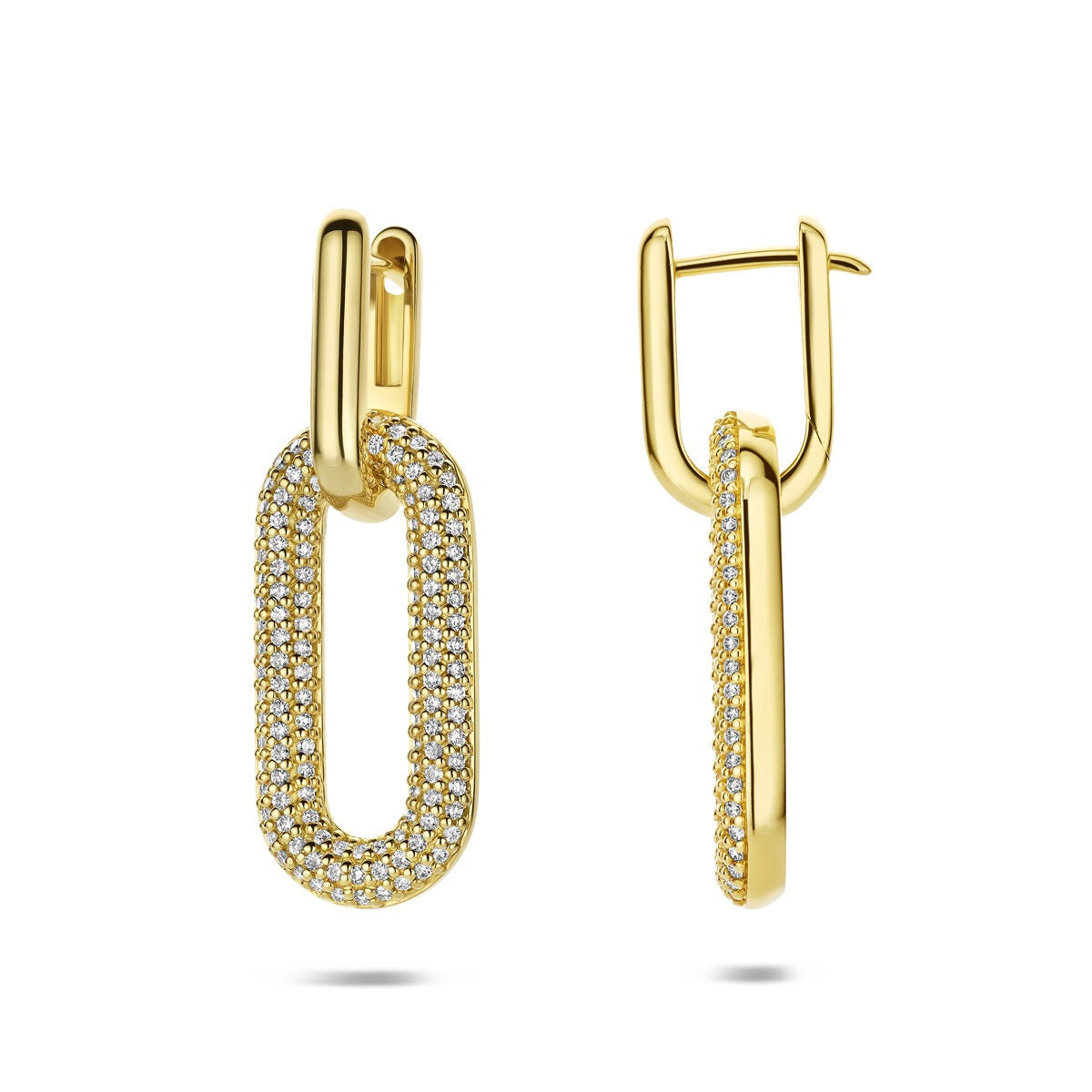 Orecchini a cerchio in oro giallo 14k con diamante