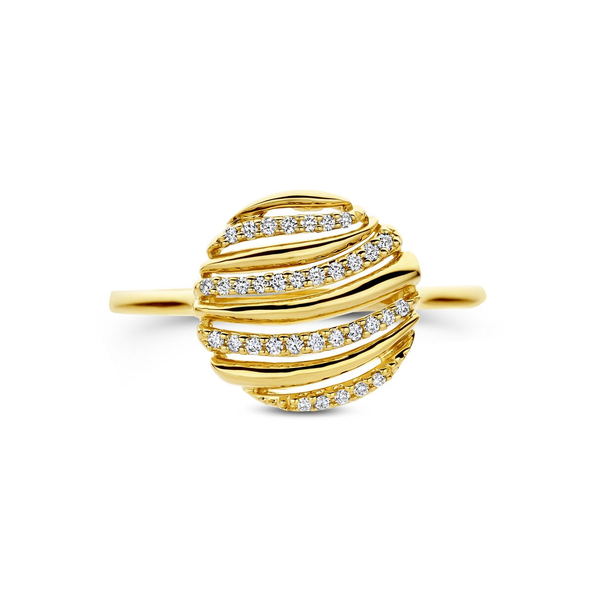 Anello in oro giallo 14k con diamante 0.09ct design rotondo
