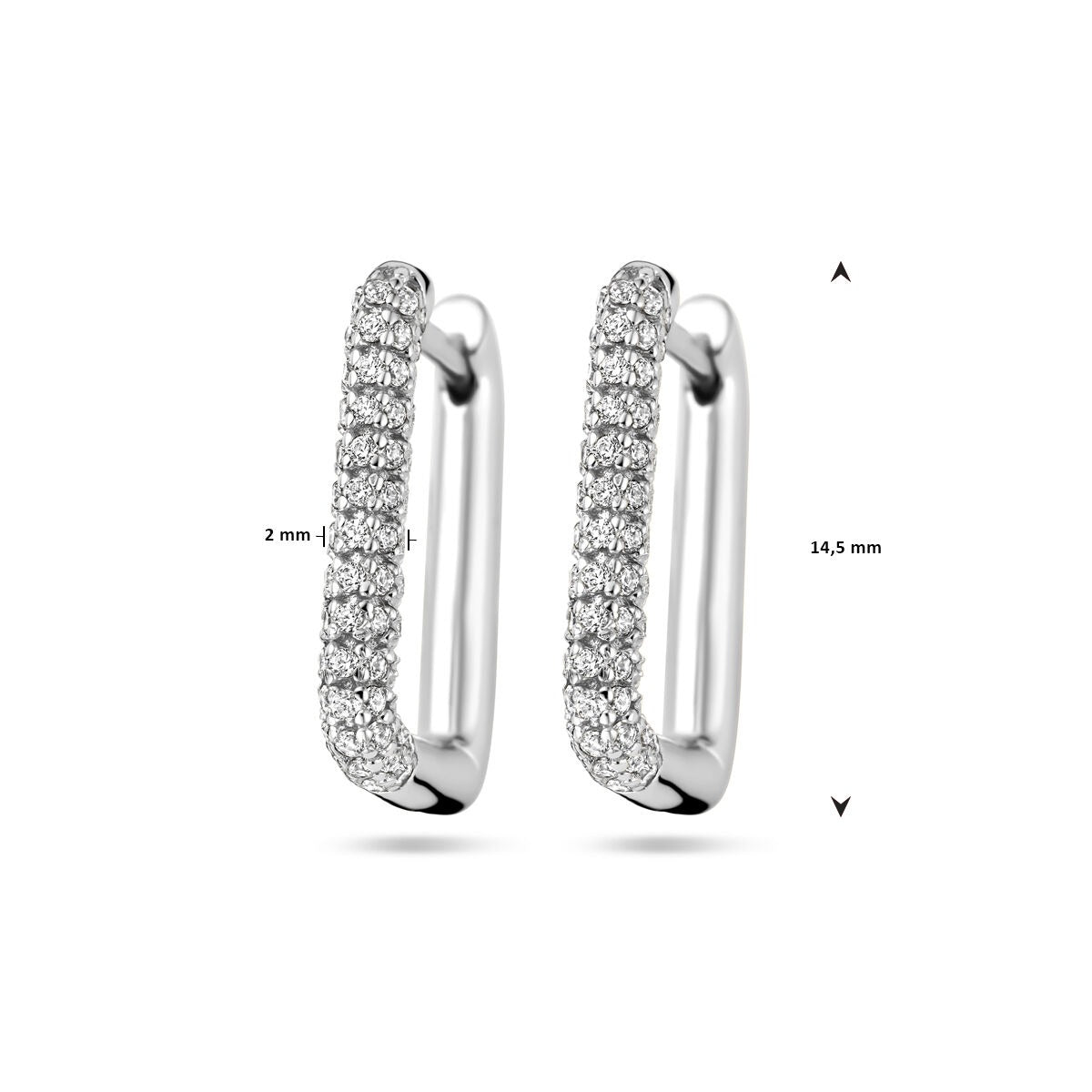 Orecchini a cerchio in argento con zirconi – argento 925 rodiato