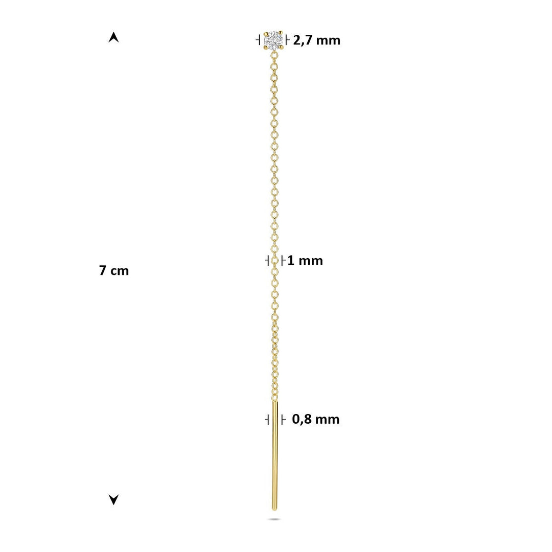 14k Geelgouden doortrekoorbel met diamant