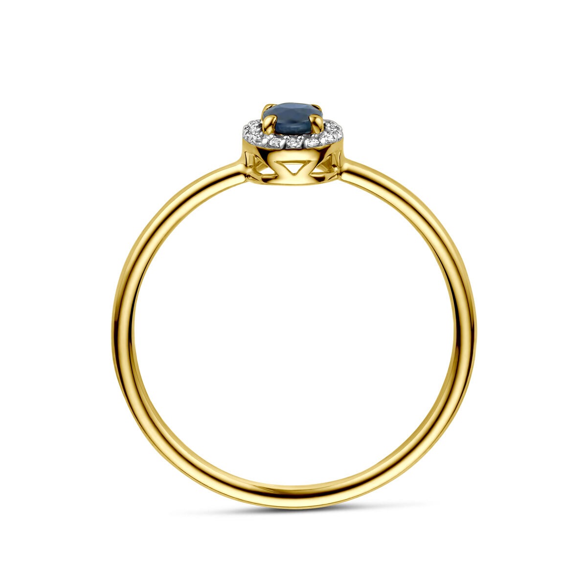Anello in oro con zaffiro e diamante – 14k