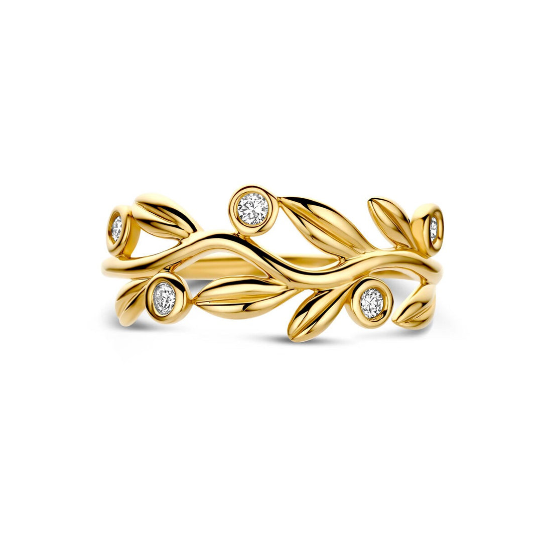 14k Geelgouden ring met lab grown diamant